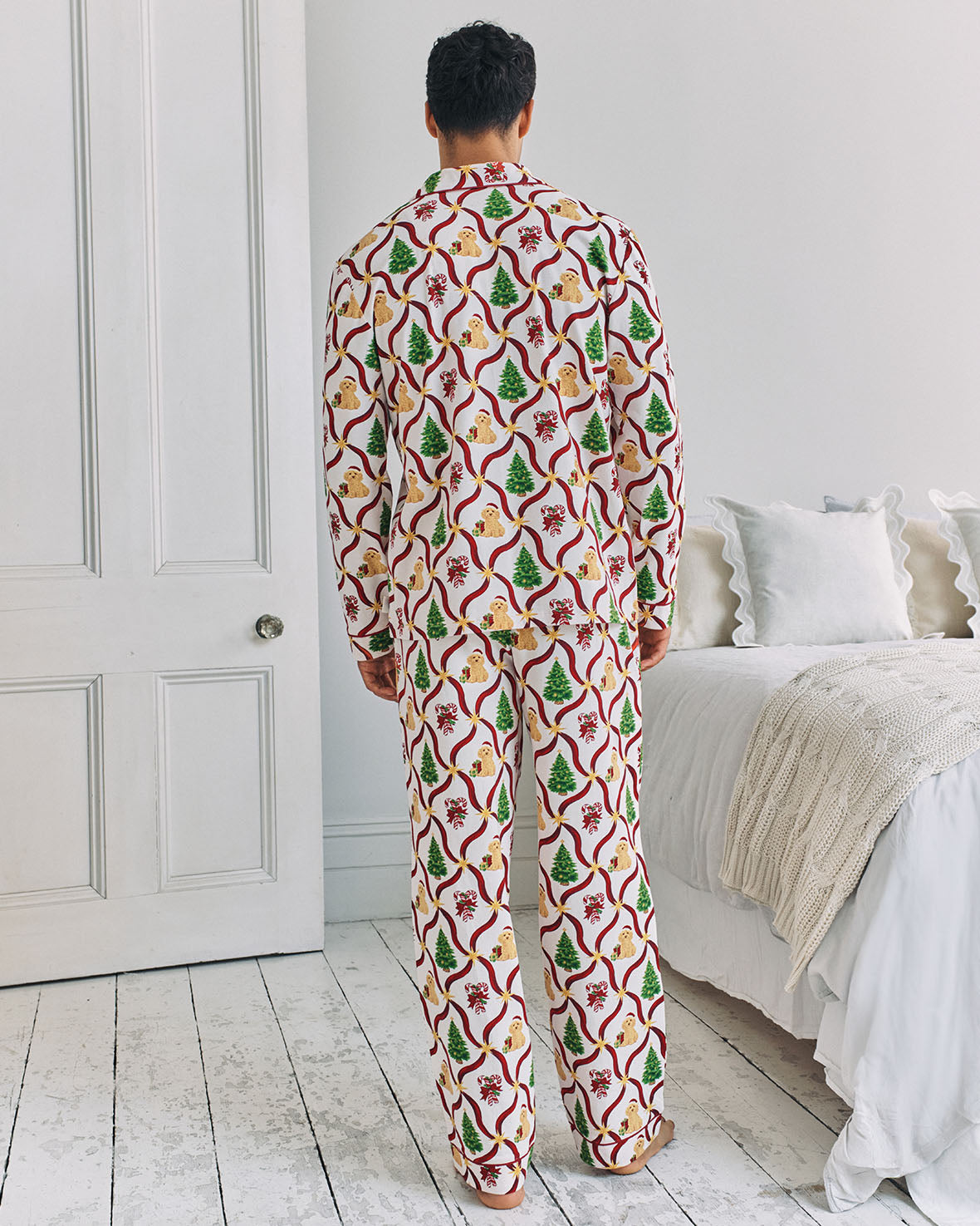 Organic Cotton Christmas Tree & Dog Long Pyjama Set