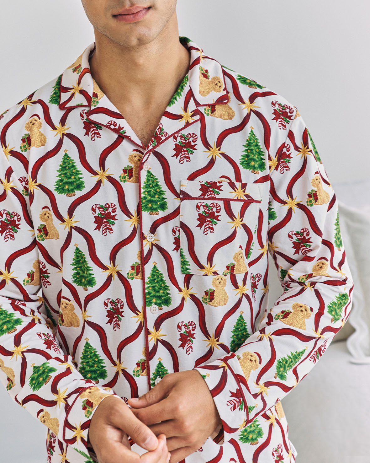 Organic Cotton Christmas Tree & Dog Long Pyjama Set