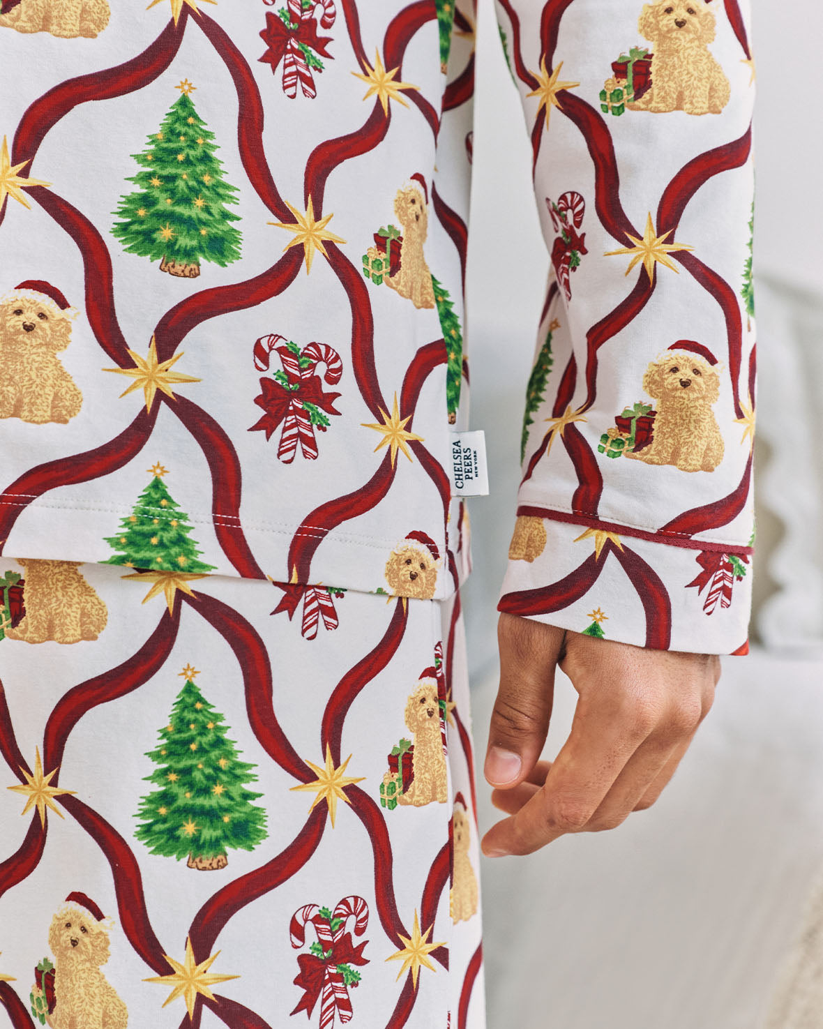 Organic Cotton Christmas Tree & Dog Long Pyjama Set