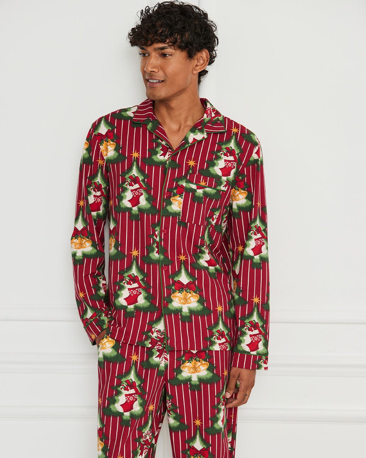 Organic Cotton Christmas Tree Stripe Long Pyjama Set