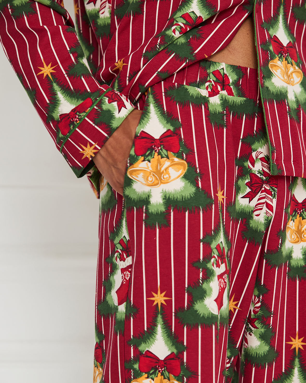 Organic Cotton Christmas Tree Stripe Long Pyjama Set