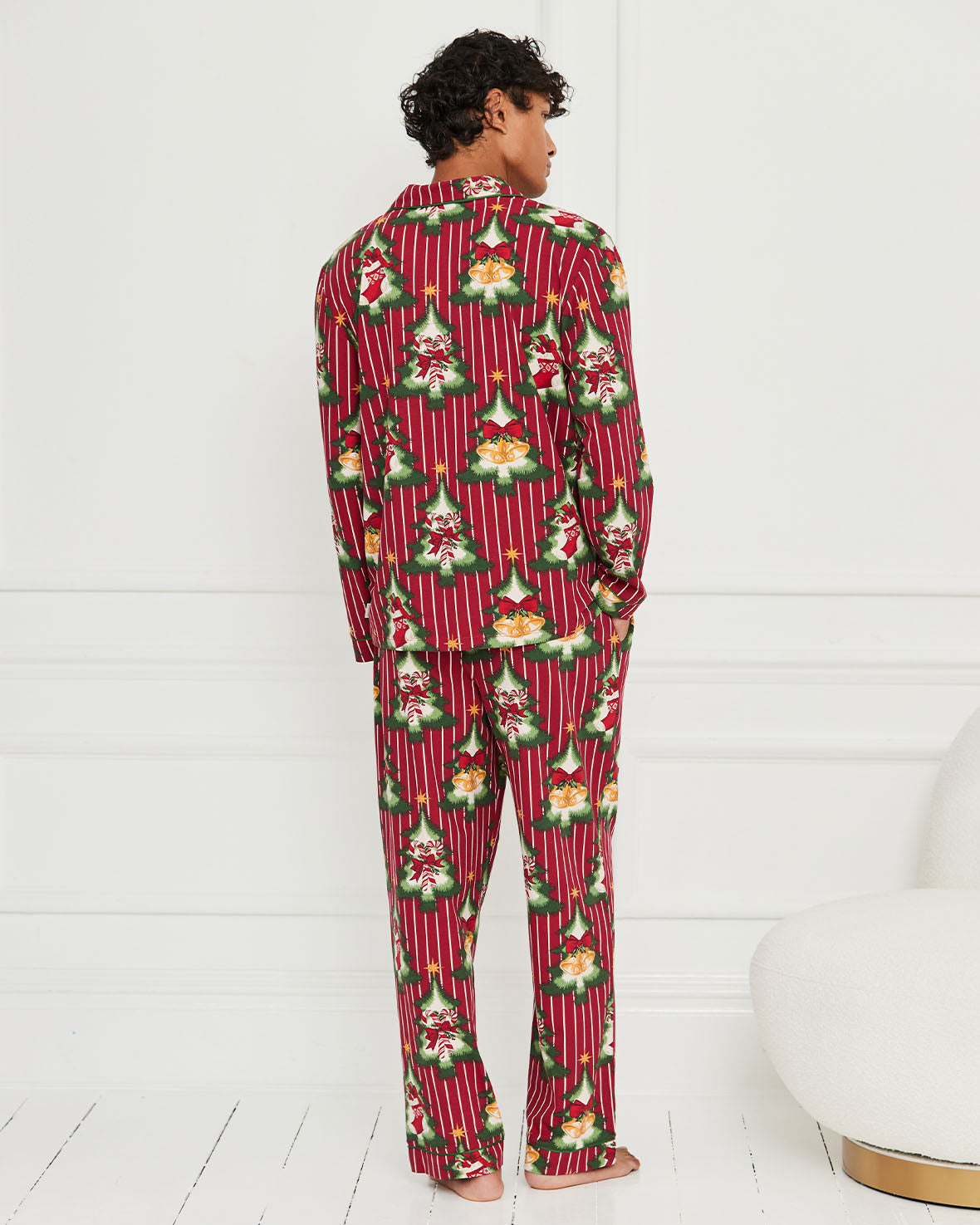 Organic Cotton Christmas Tree Stripe Long Pyjama Set