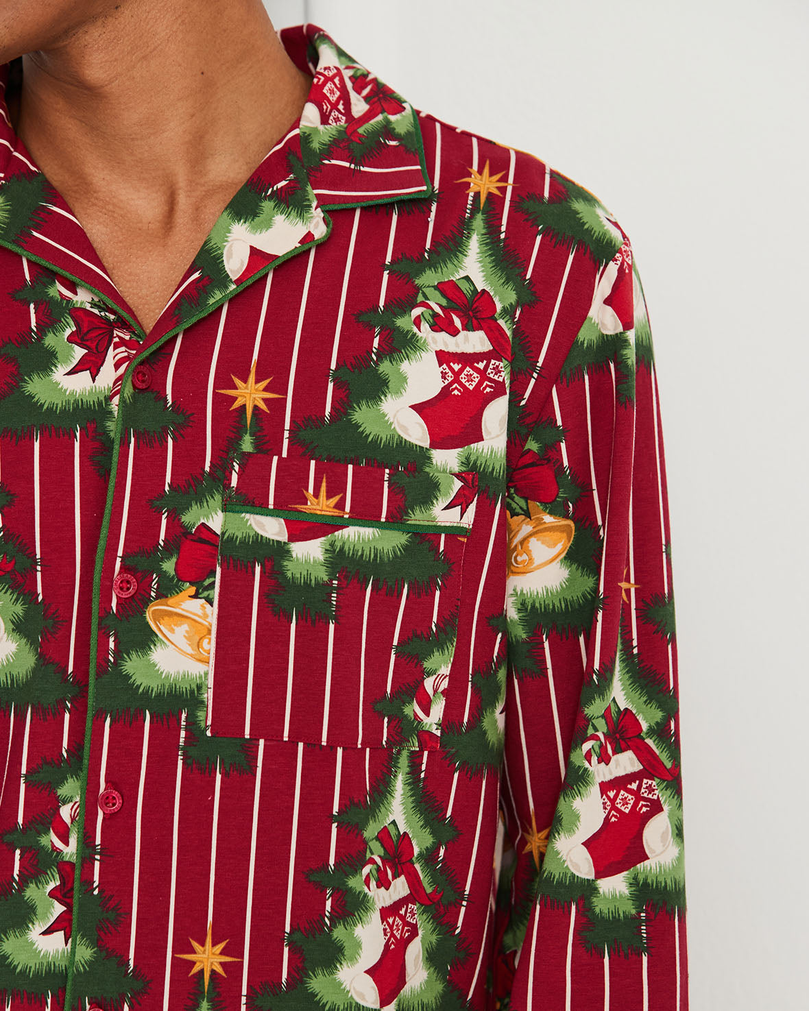Organic Cotton Christmas Tree Stripe Long Pyjama Set