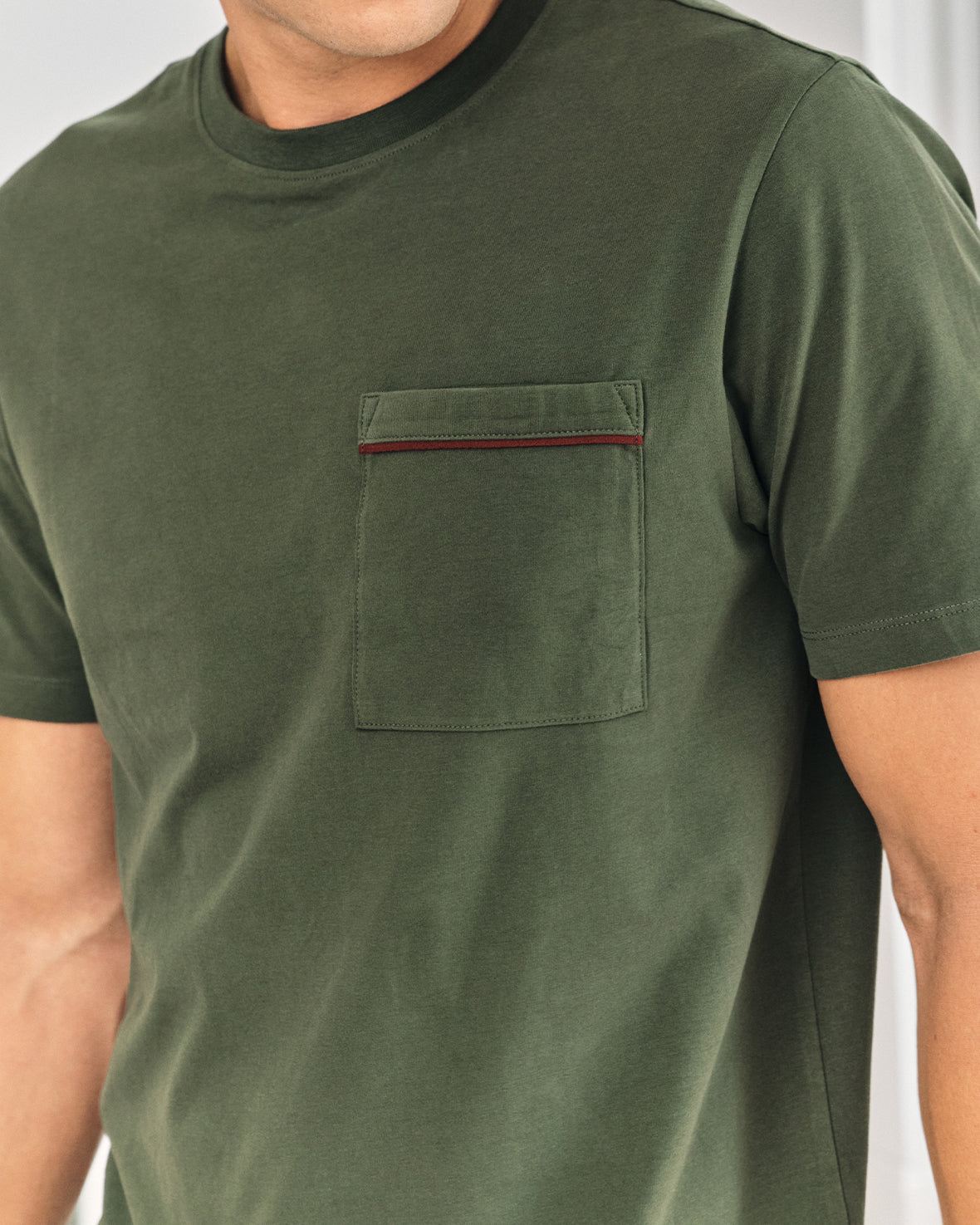 Stripe Crew Long Pyjama Set - Khaki