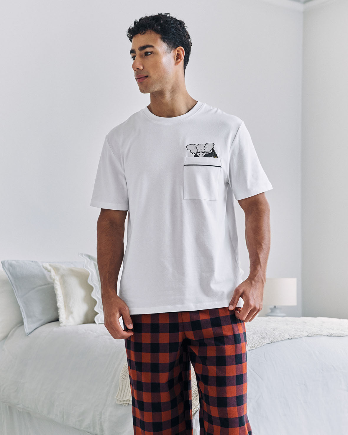 After Hours Elephant Print Long Checkerboard Pyjama Set