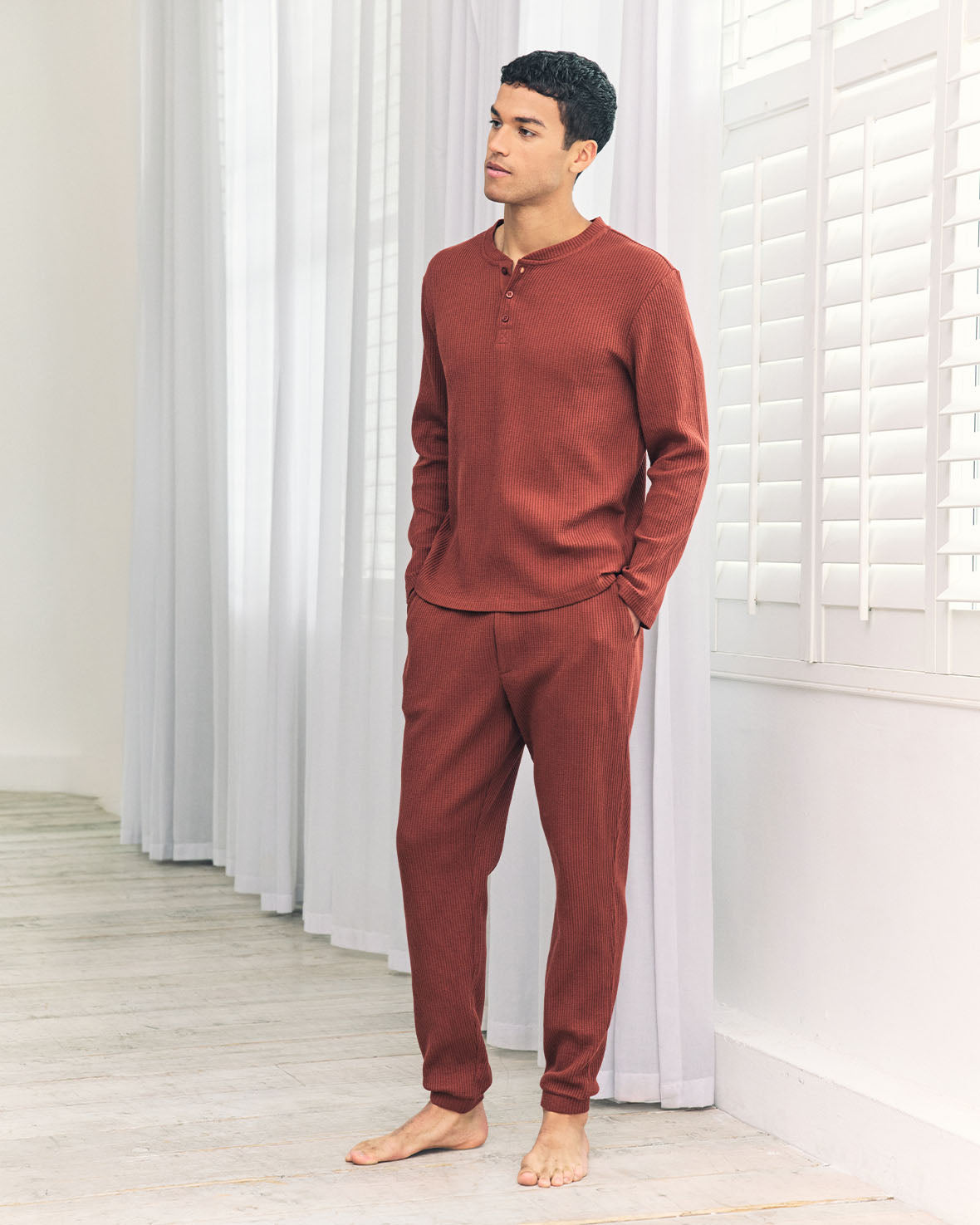 Waffle Long Jogger Lounge Bottoms