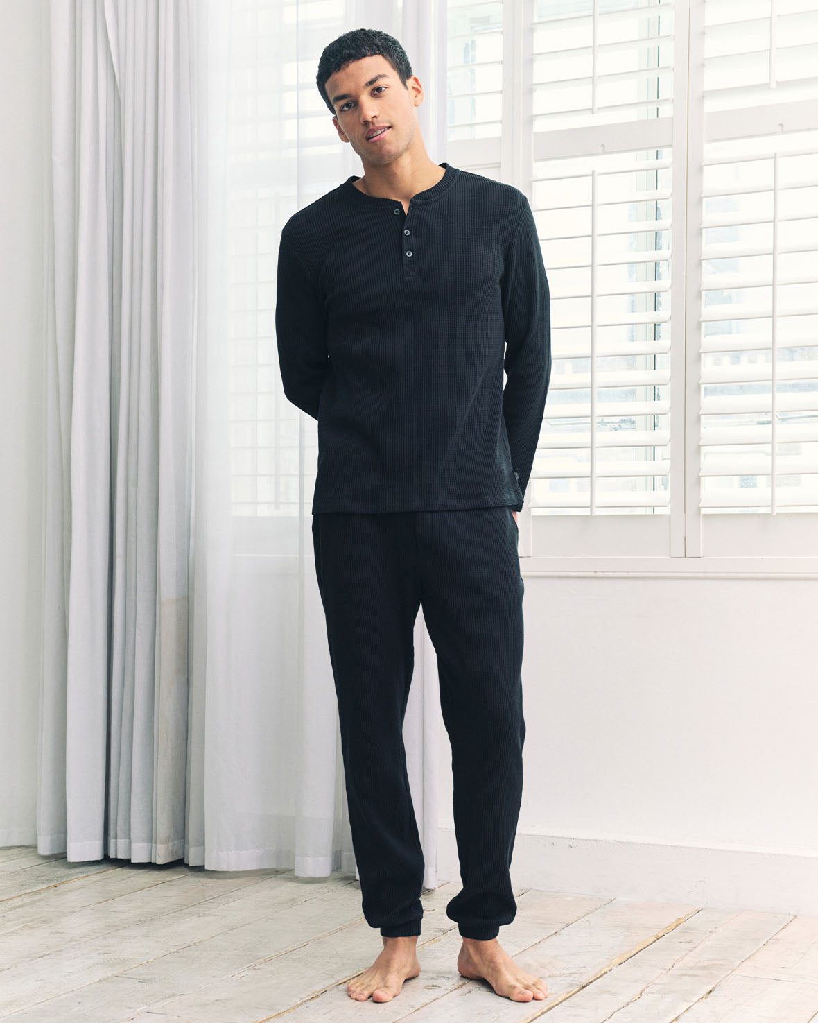Waffle Long Jogger Lounge Bottoms