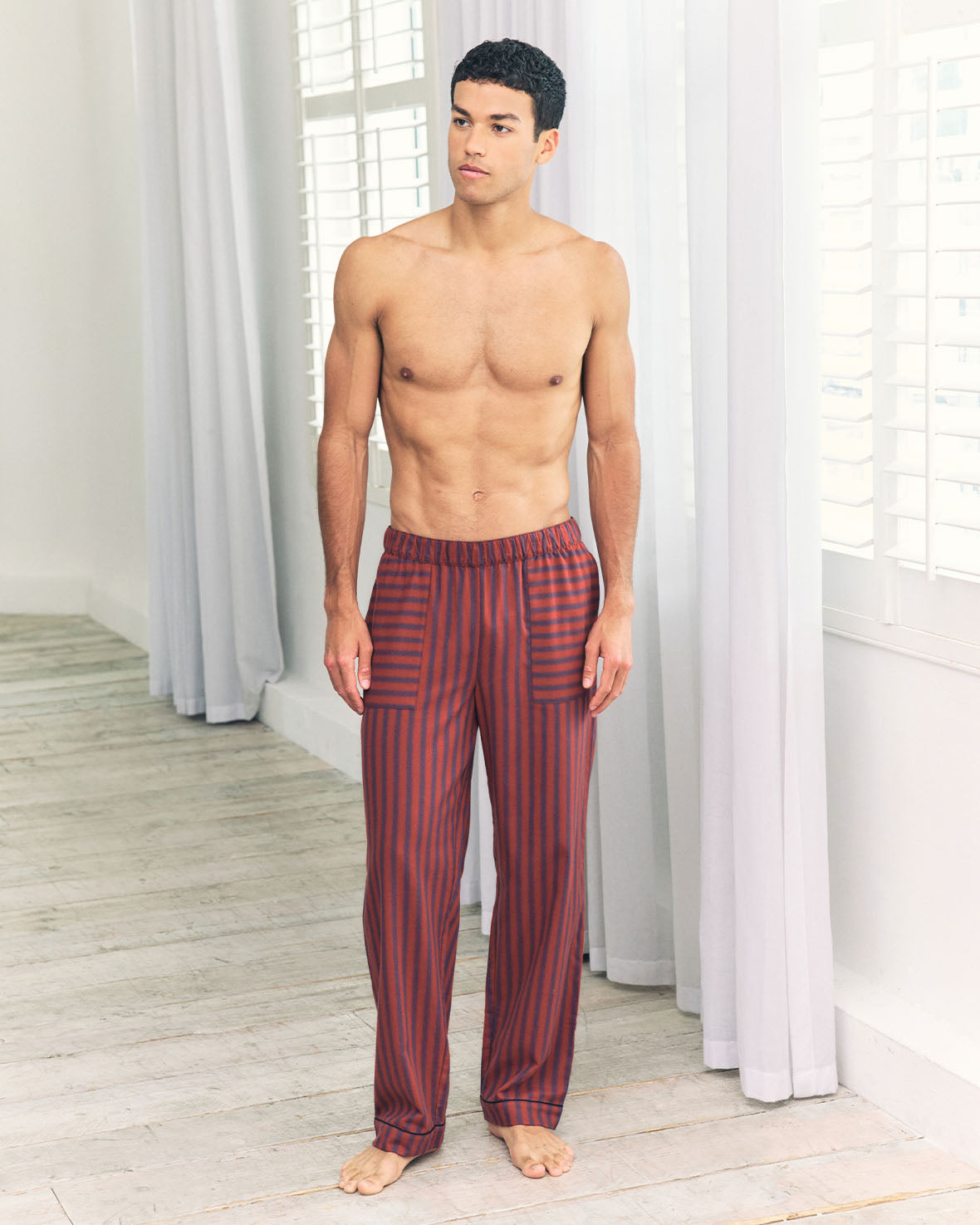 Organic Cotton Blurred Stripe Long Pyjama Bottoms