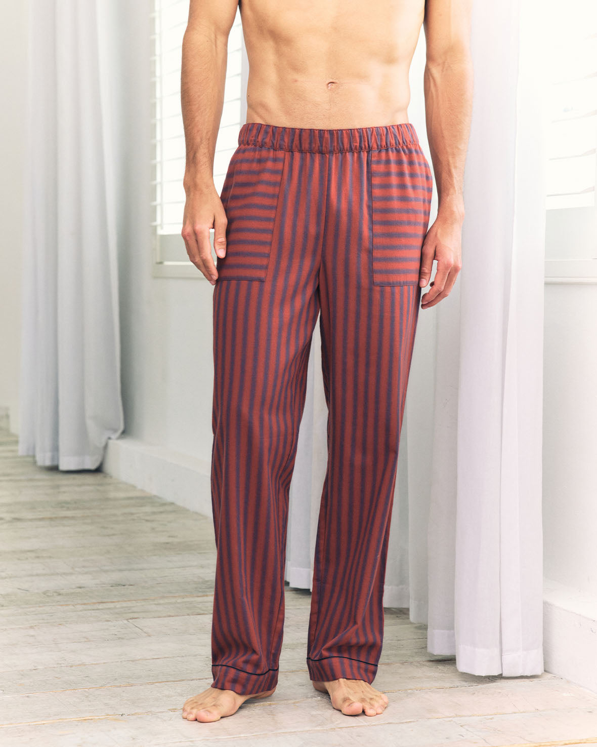 Organic Cotton Blurred Stripe Long Pyjama Bottoms