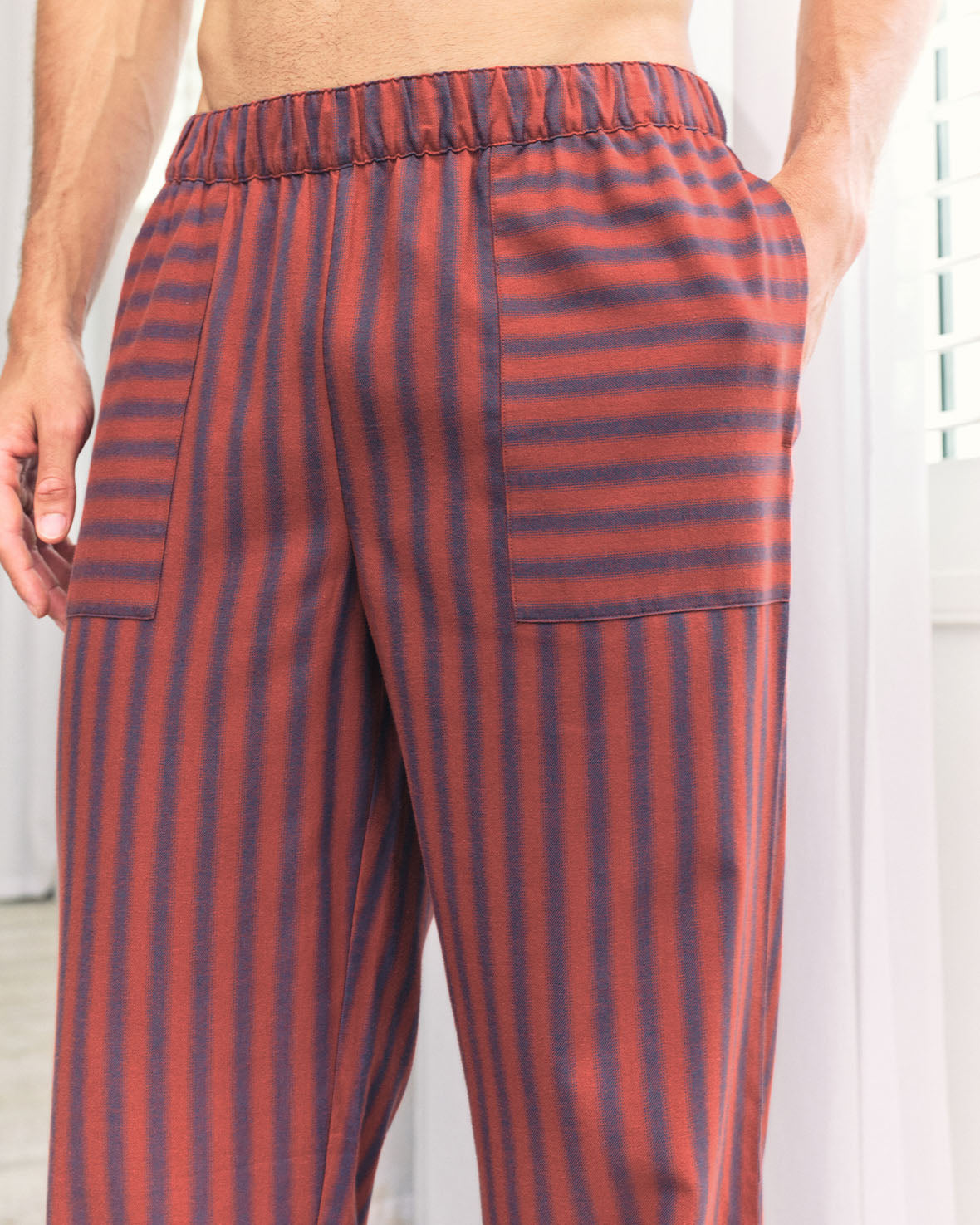 Organic Cotton Blurred Stripe Long Pyjama Bottoms