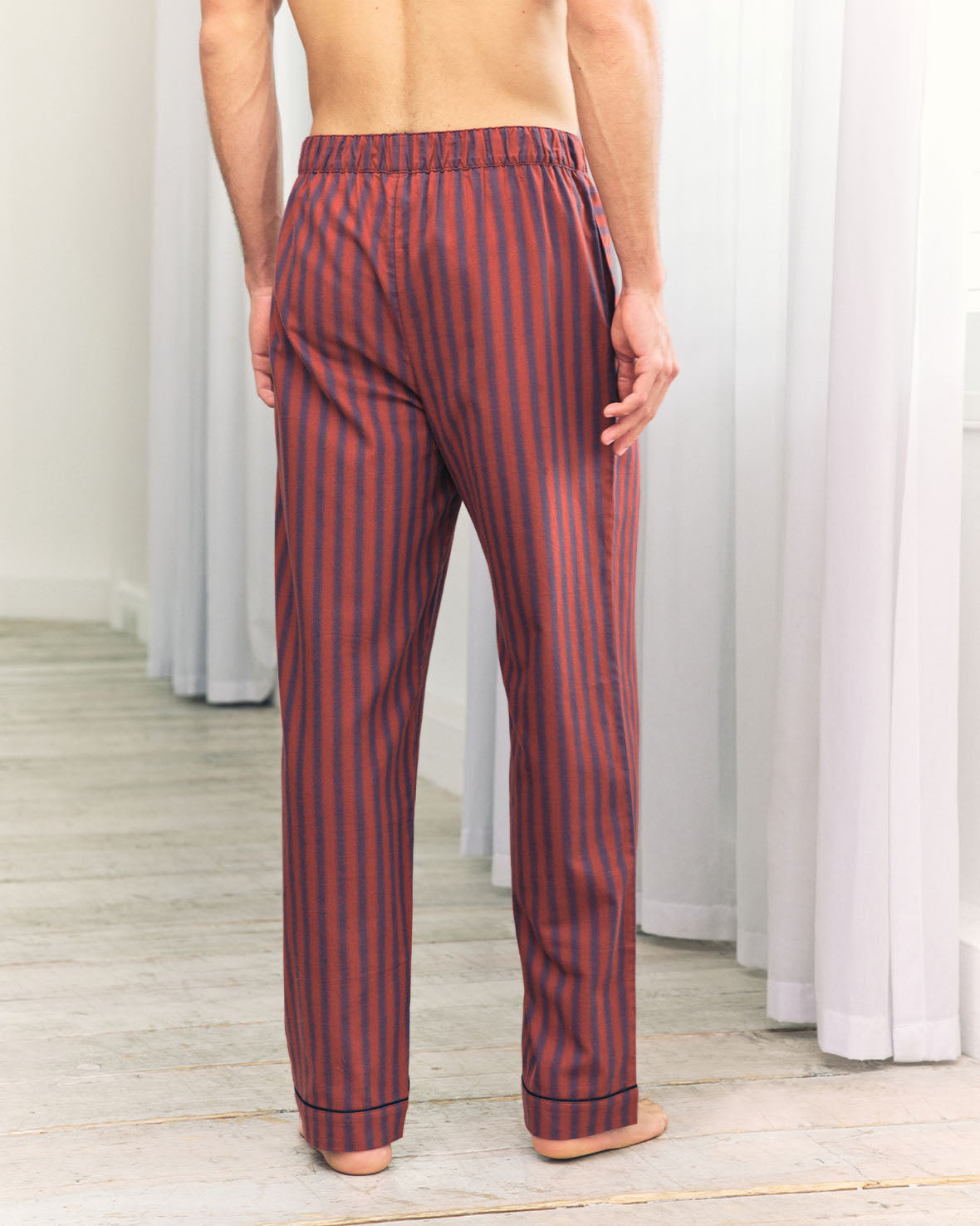 Organic Cotton Blurred Stripe Long Pyjama Bottoms