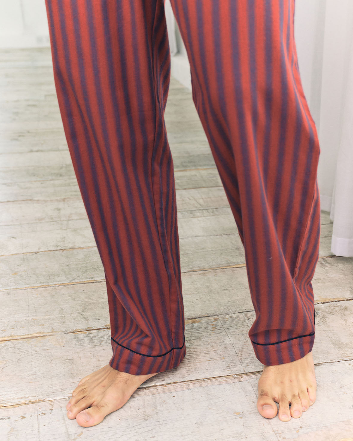 Organic Cotton Blurred Stripe Long Pyjama Bottoms