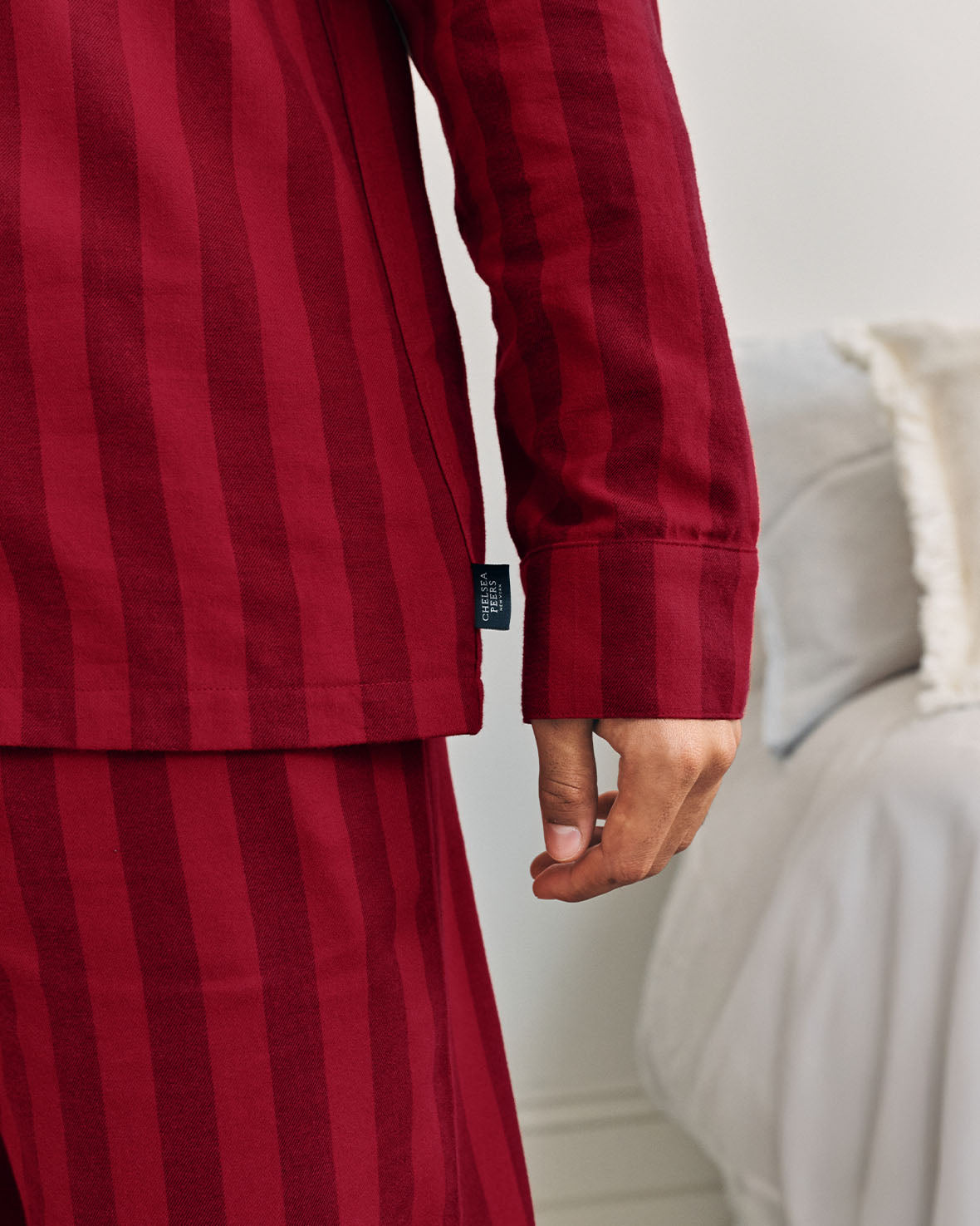 Organic Cotton Stripe Long Pyjama Set - Red