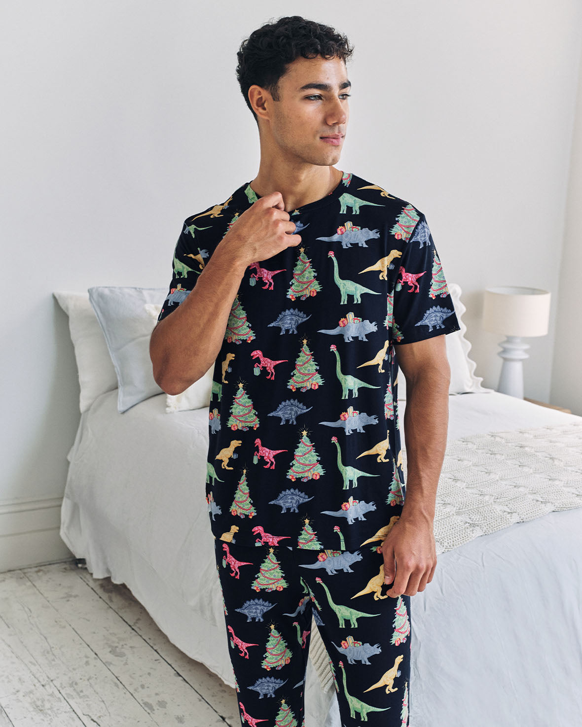 Christmas Dinosaur Print Long Pyjama Set