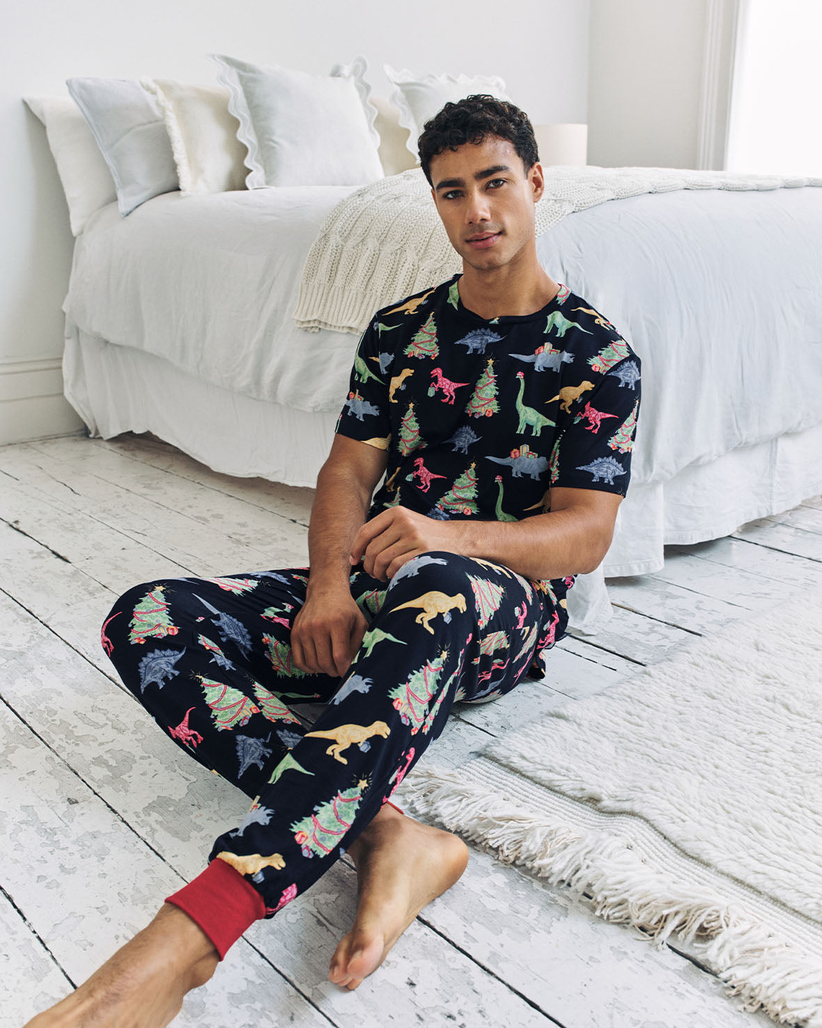 Christmas Dinosaur Print Long Pyjama Set