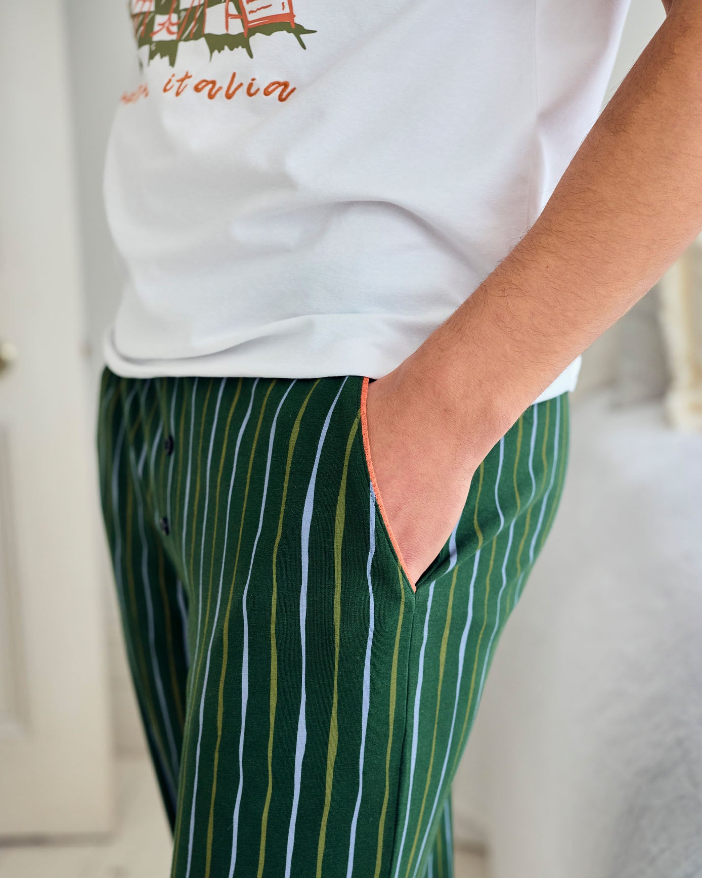 Organic Cotton Bistro Print Crew Long Pyjama Set