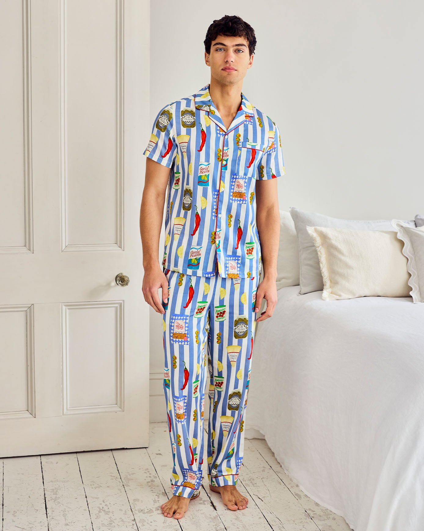 Organic Cotton Deli Stripe Print Long Pyjama Set