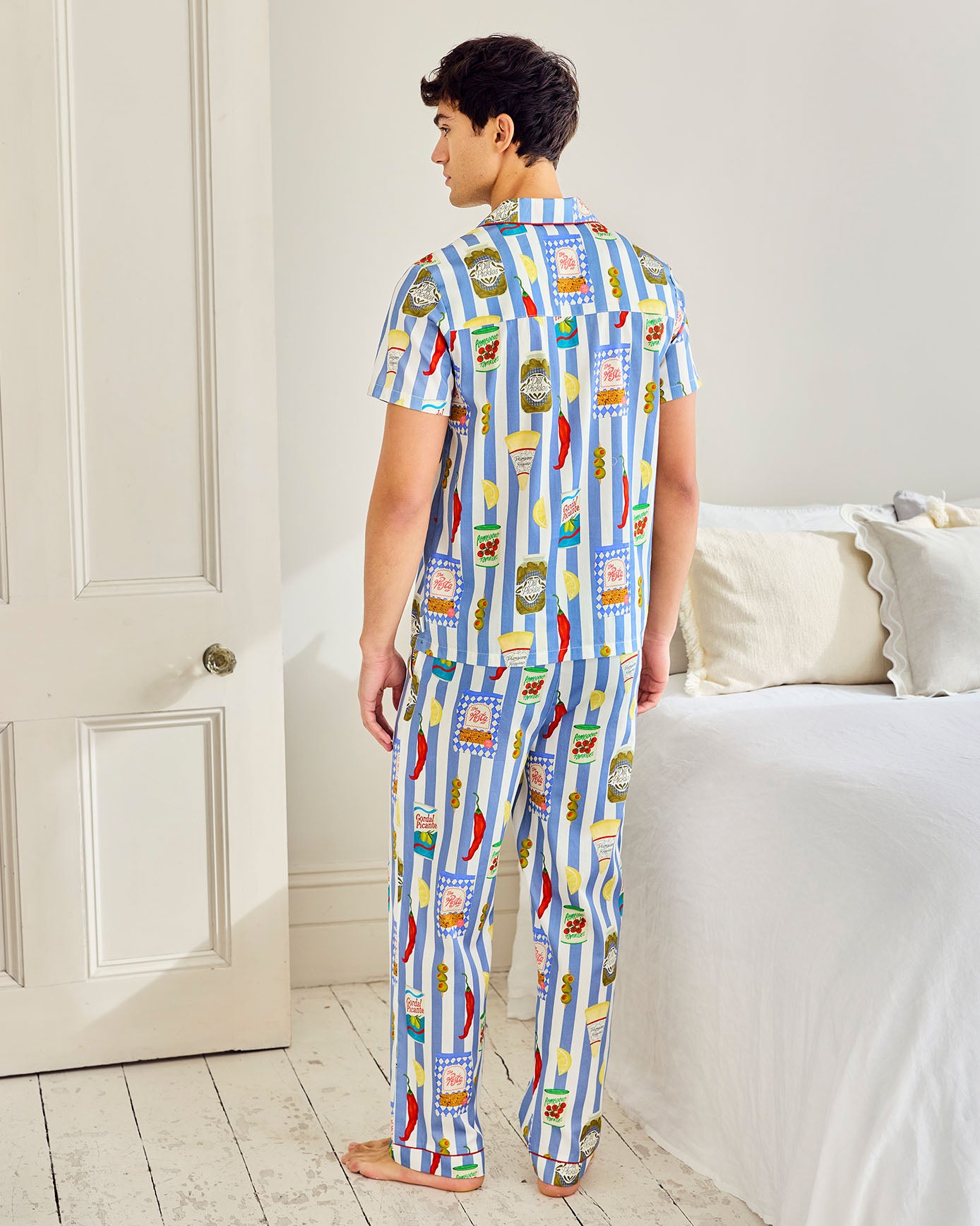 Organic Cotton Deli Stripe Print Long Pyjama Set