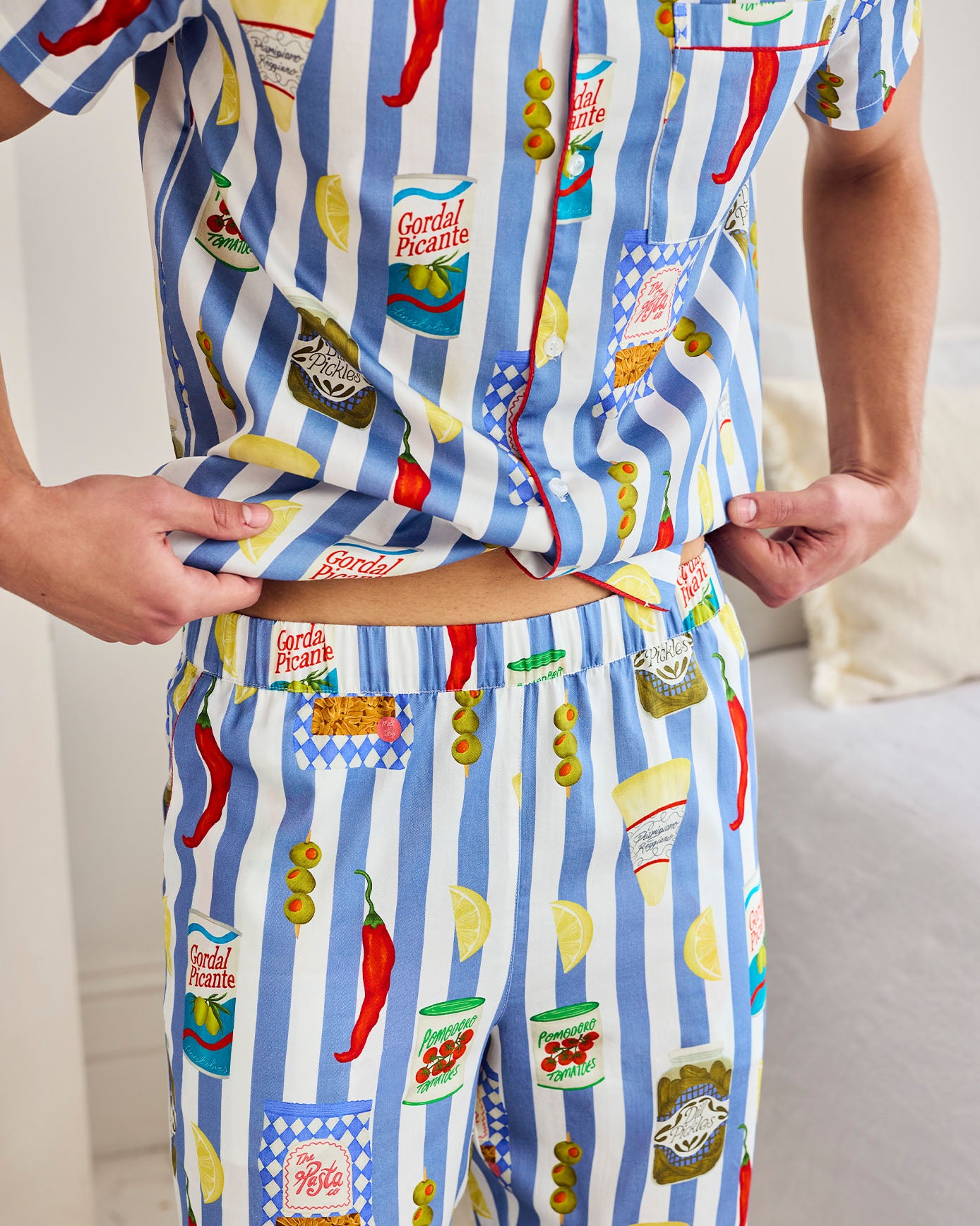 Organic Cotton Deli Stripe Print Long Pyjama Set