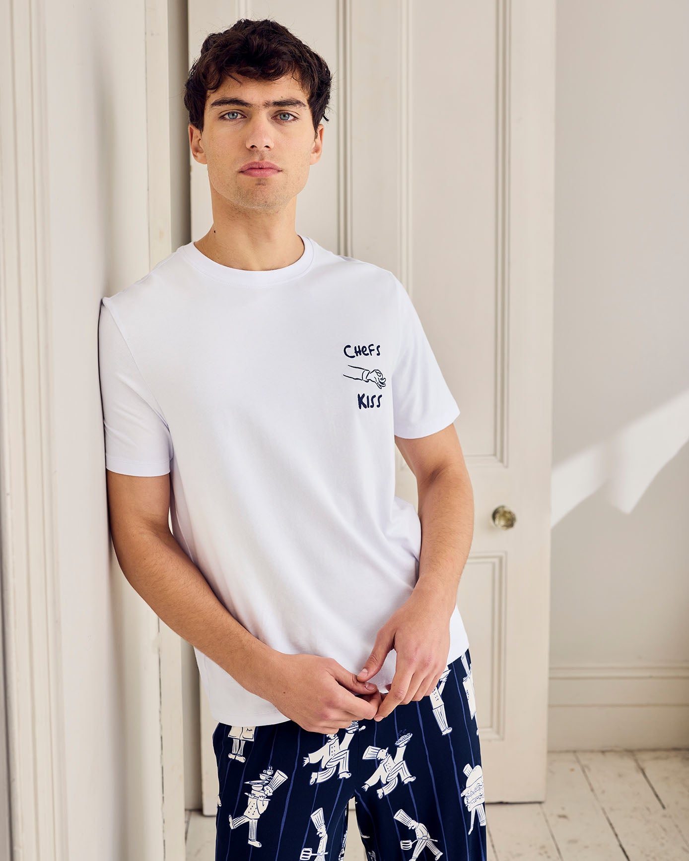 Chef Stripe Print Crew Long Pyjama Set