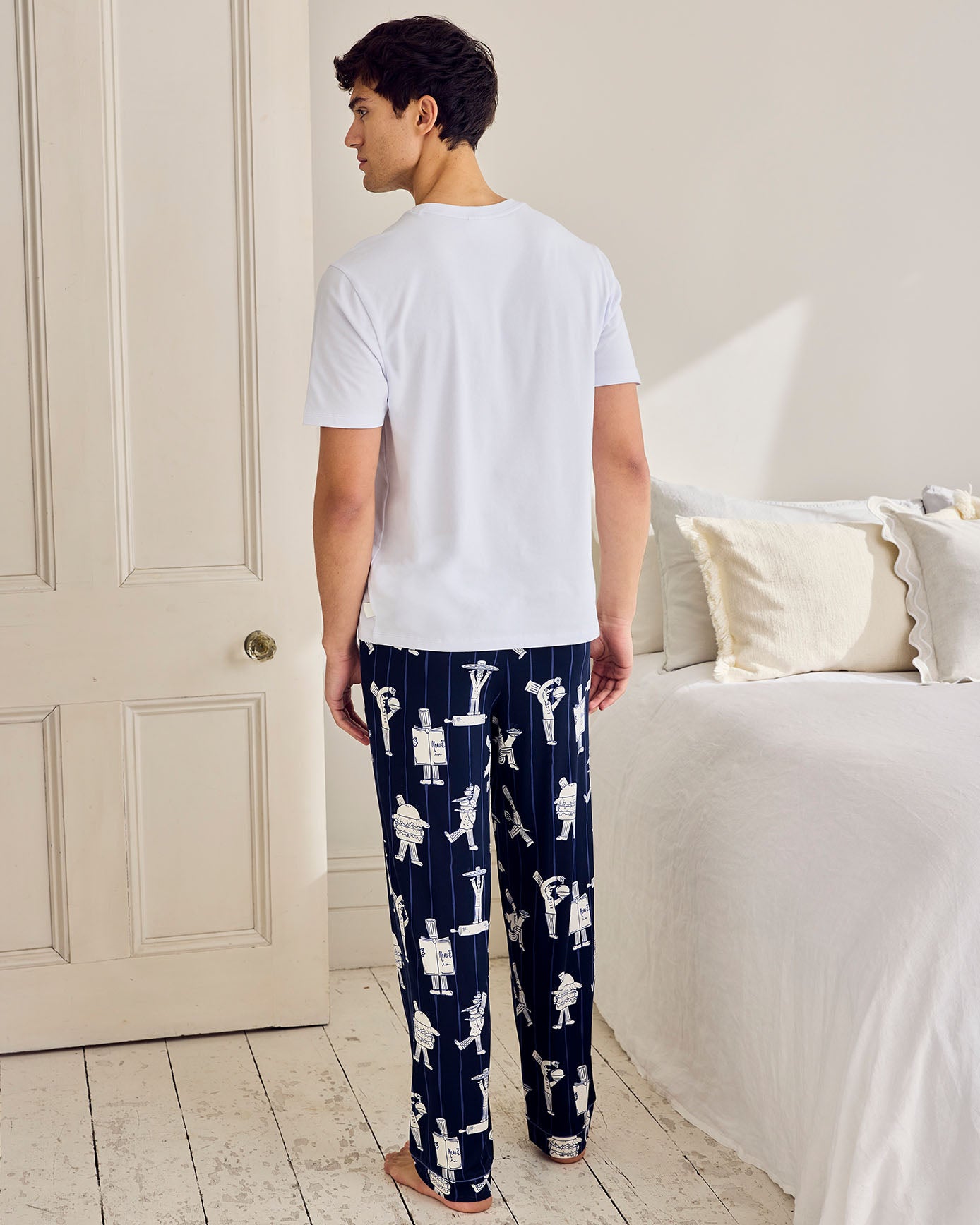 Chef Stripe Print Crew Long Pyjama Set