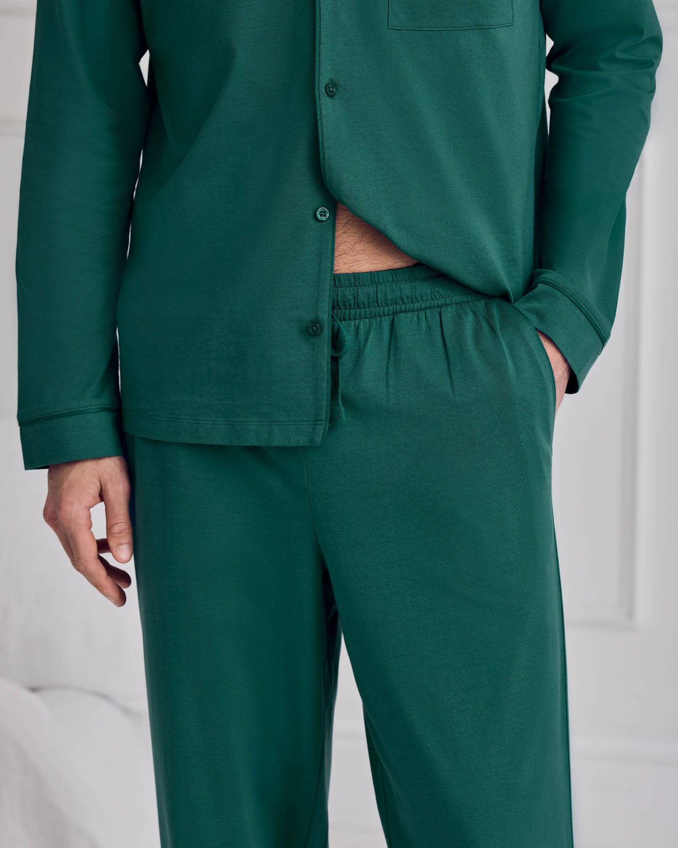 Cotton Button Up Long Pyjama Set - Teal