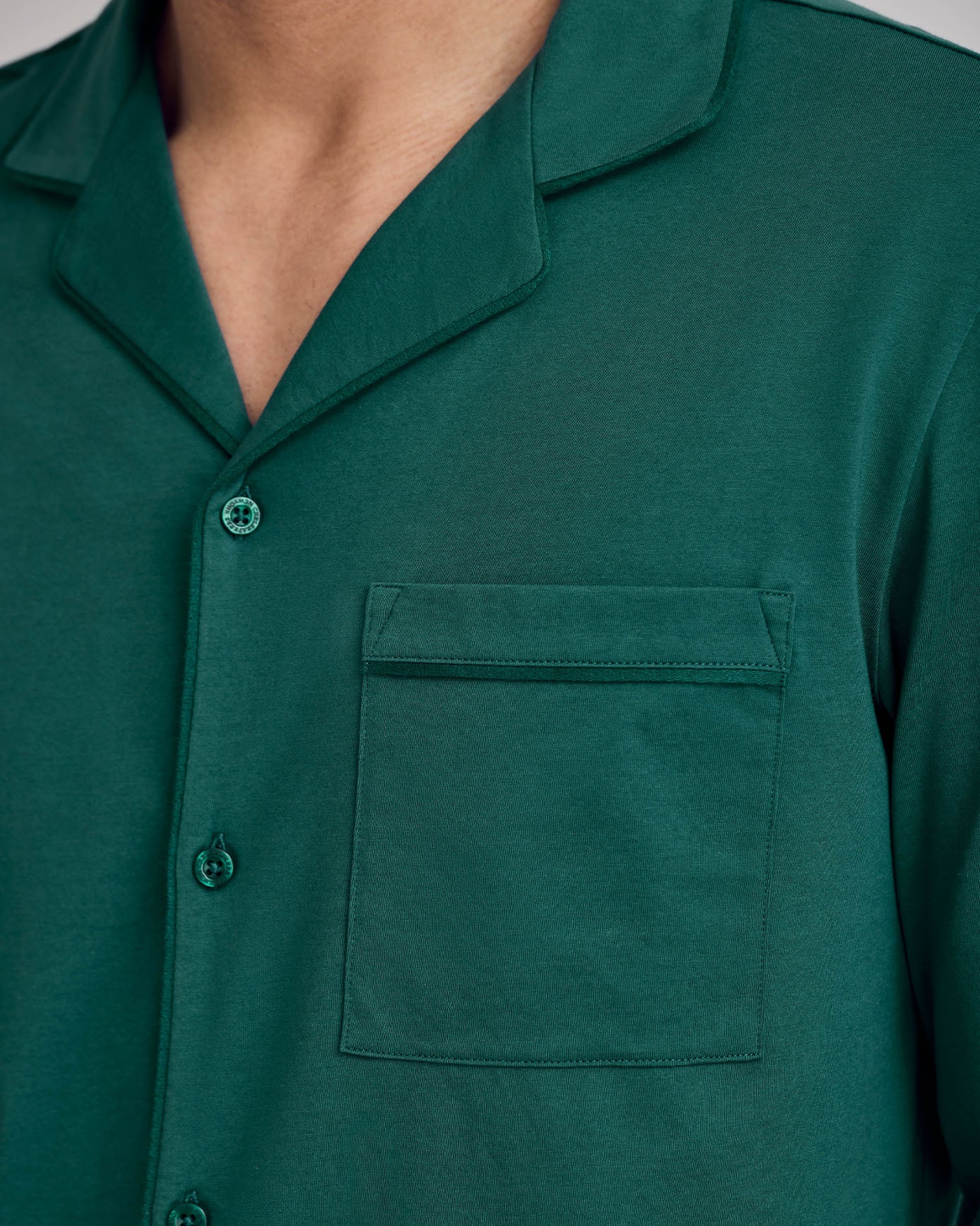 Cotton Button Up Long Pyjama Set - Teal