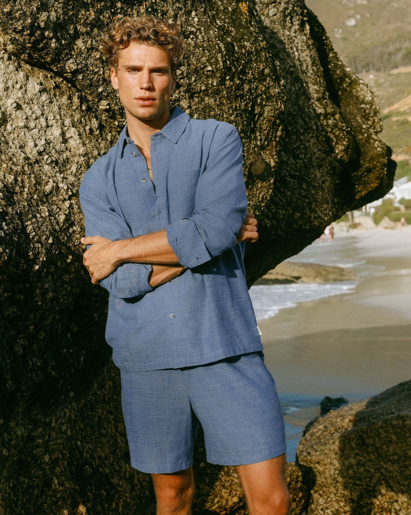 Organic Cotton Chambray Long Sleeve Shirt - Blue