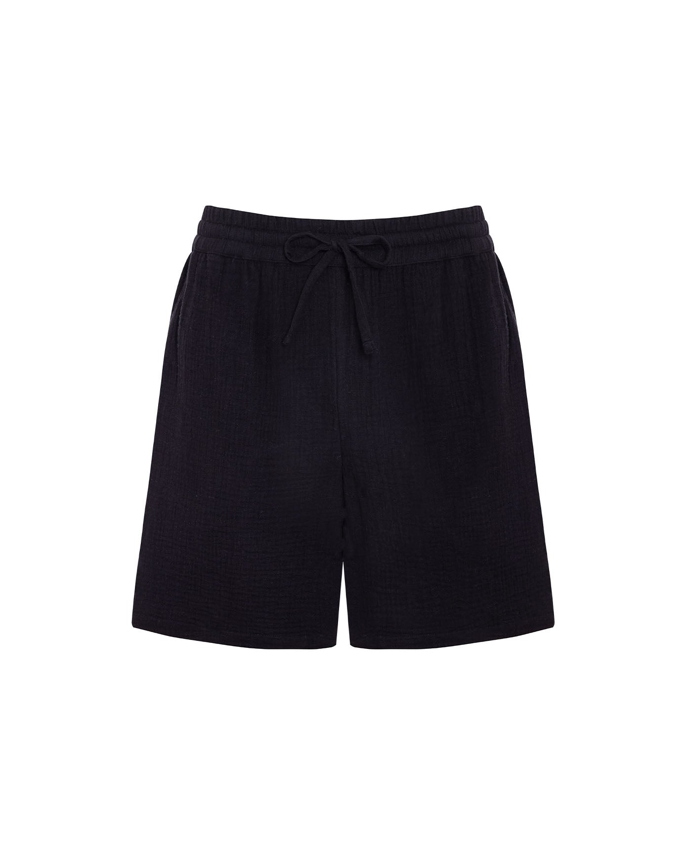 Organic Cotton Cheesecloth Shorts - Black