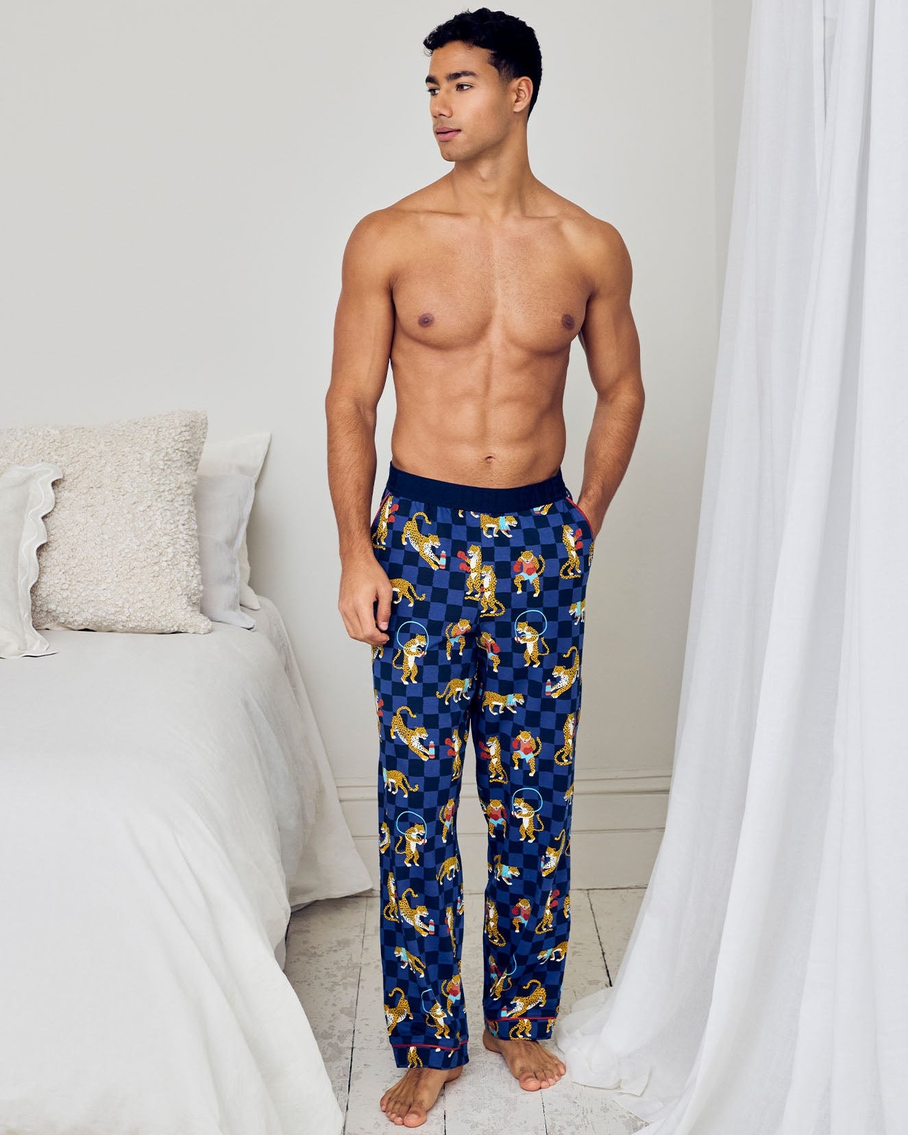 Organic Cotton Boxing Leopards Print Long Pyjama Bottoms