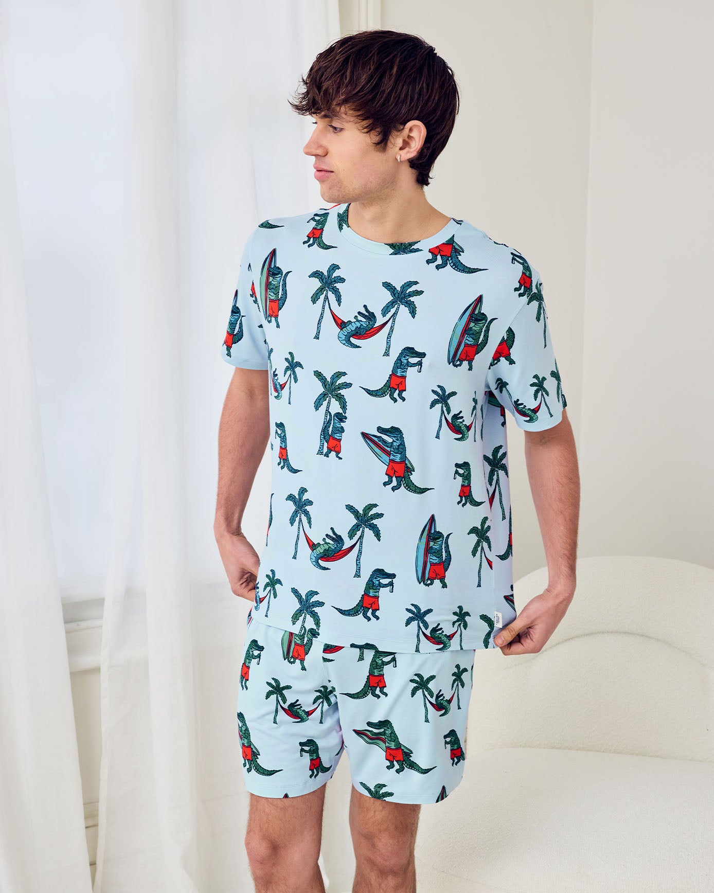 Surfing Crocodile Print Short Pyjama Set