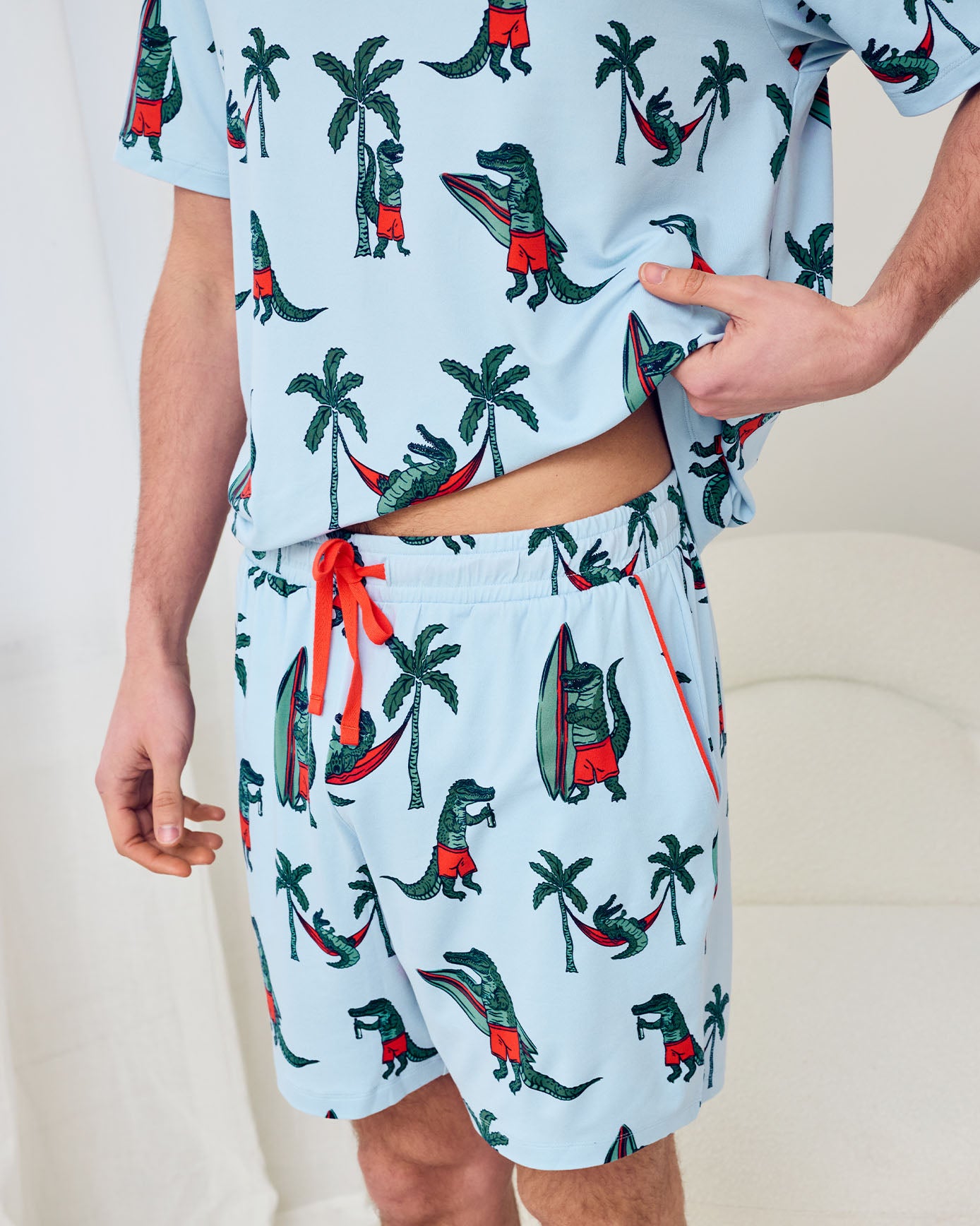 Surfing Crocodile Print Short Pyjama Set