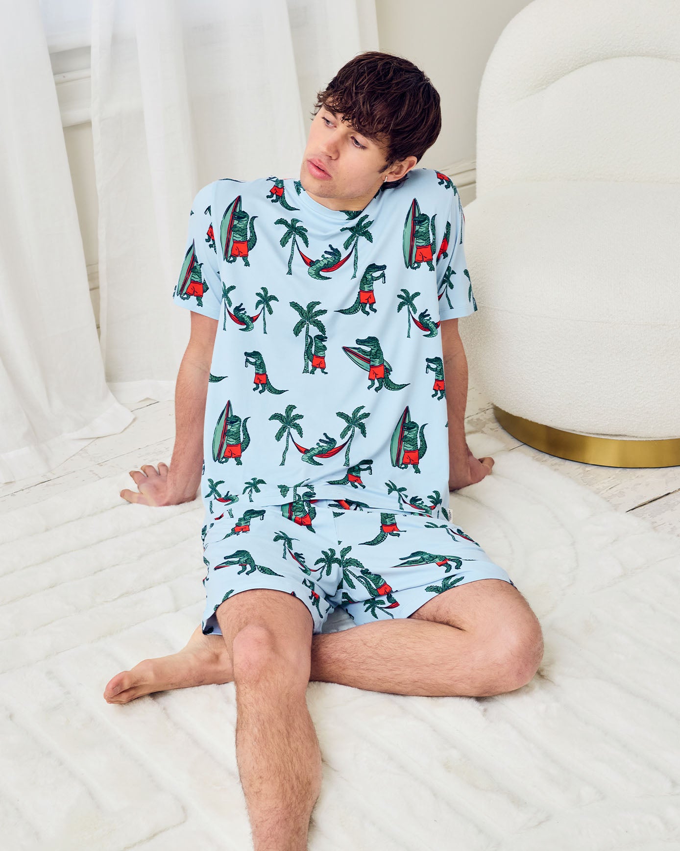 Surfing Crocodile Print Short Pyjama Set