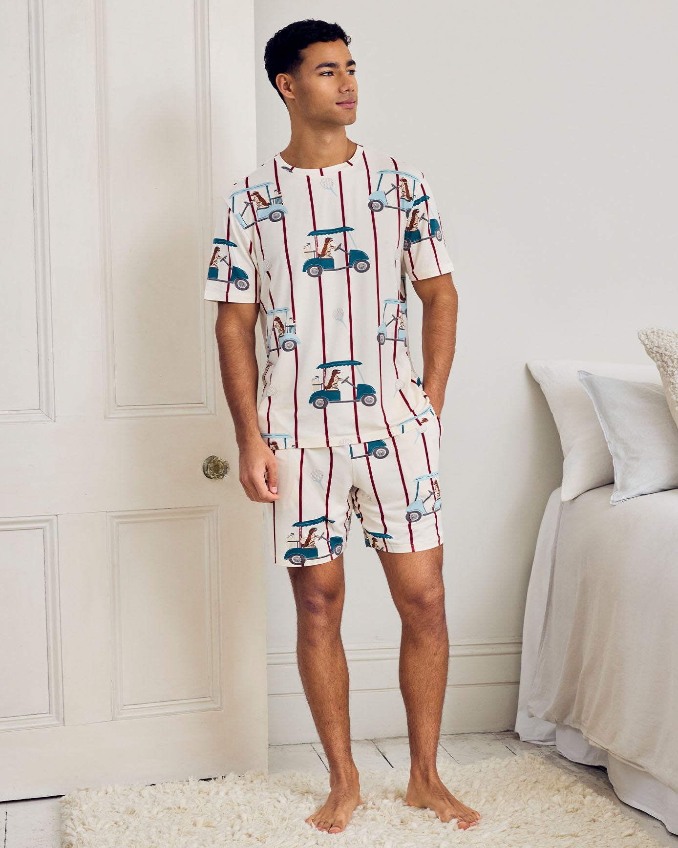 Golf Dogs Stripe Print Short Pyjama Set