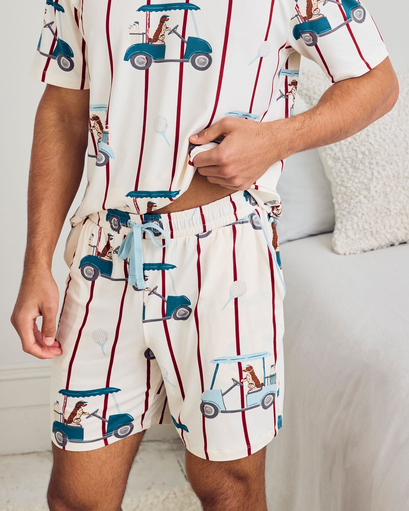 Golf Dogs Stripe Print Short Pyjama Set