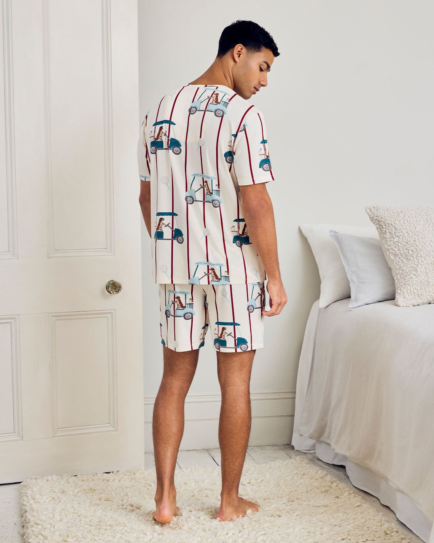 Golf Dogs Stripe Print Short Pyjama Set