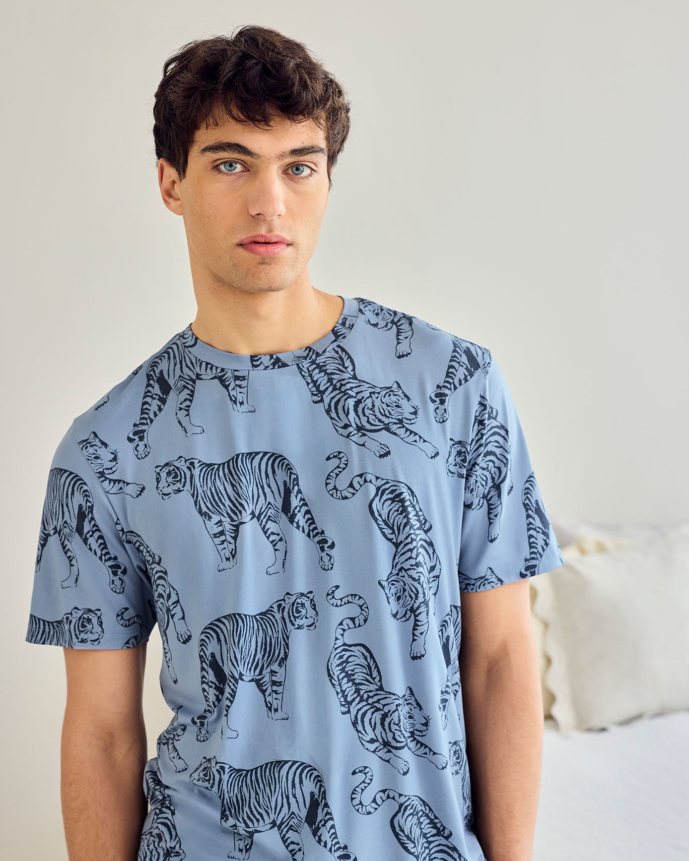 Tiger Print Short Pyjama Set - Indigo