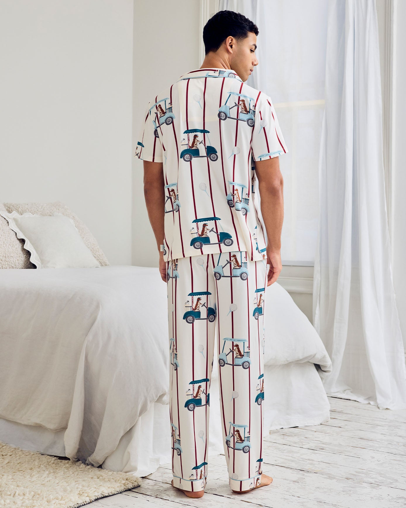 Golf Dogs Stripe Print Long Pyjama Set