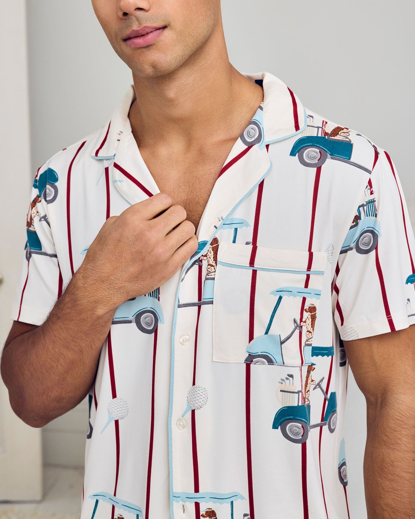 Golf Dogs Stripe Print Long Pyjama Set