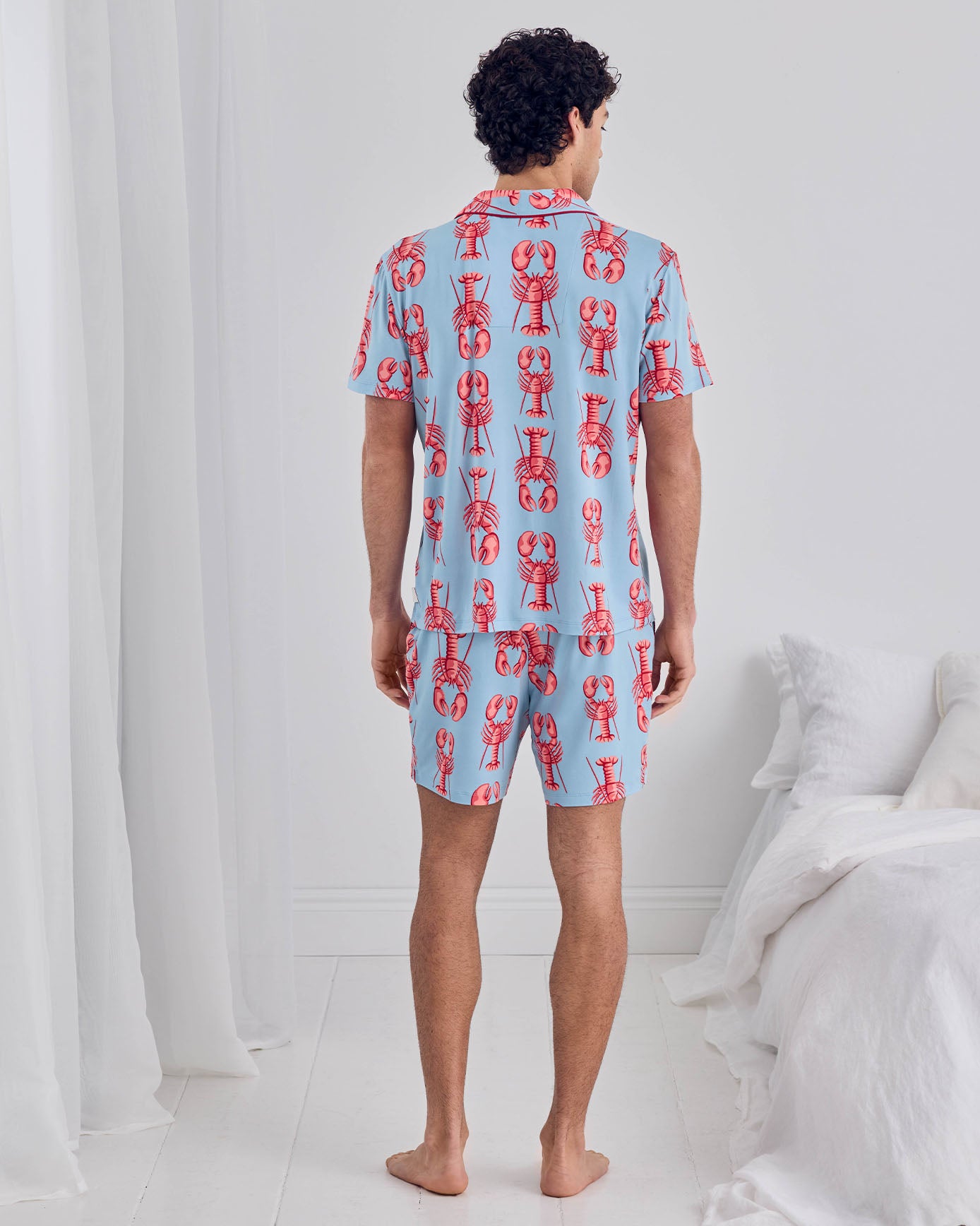 Lobster Print Button Up Short Pyjama Set