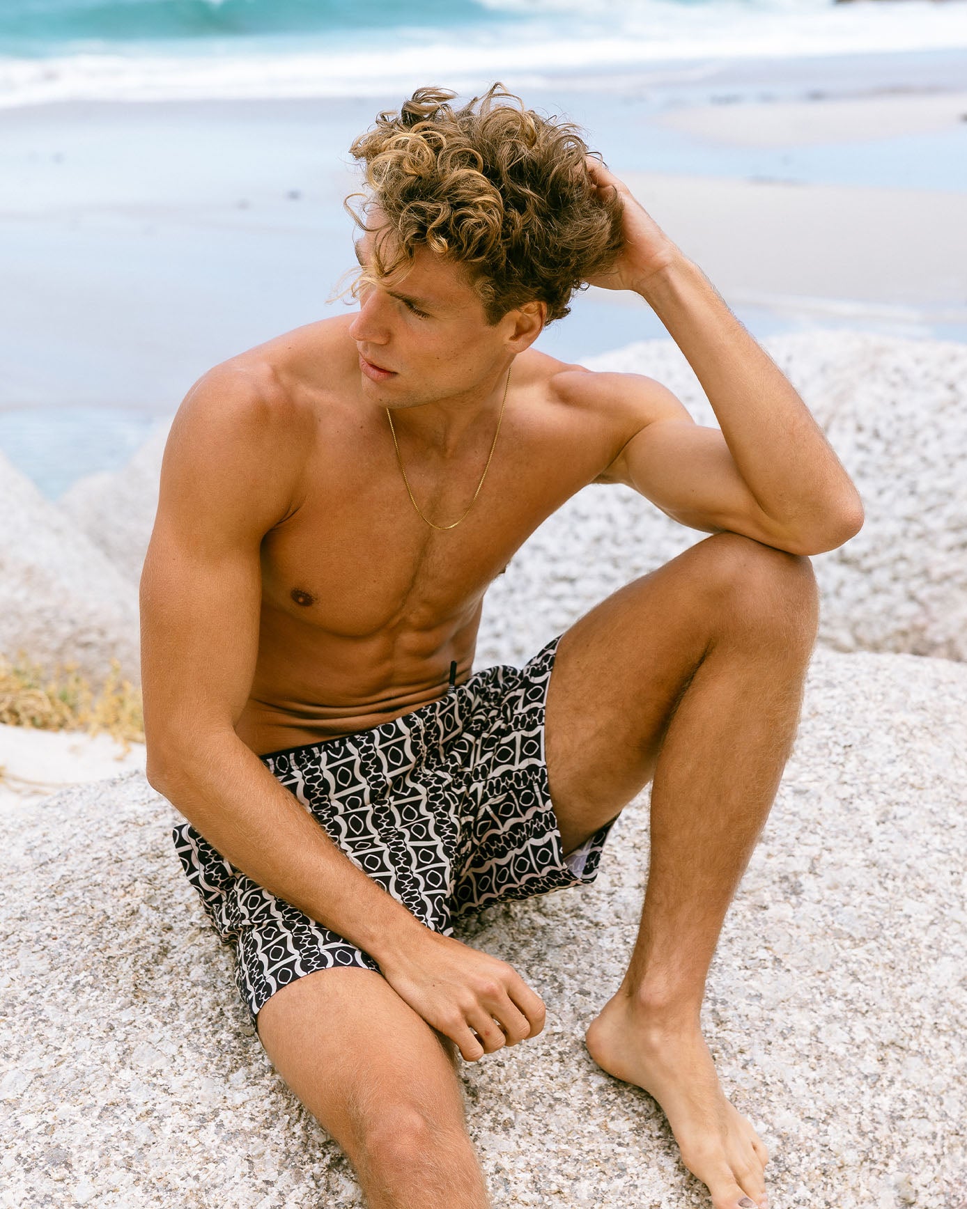 Optical Geo Print Swim Shorts
