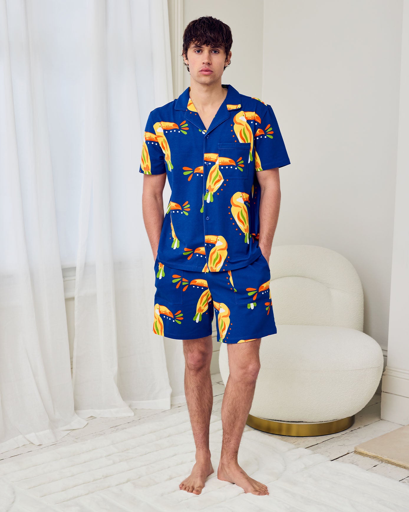 Organic Cotton Toucan Print Button Up Short Pyjama Set