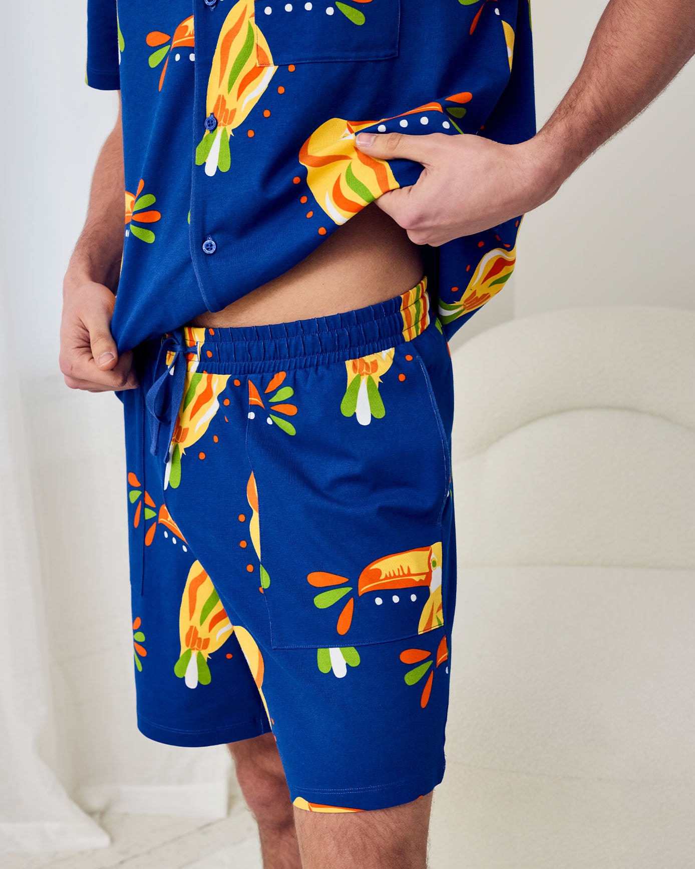 Organic Cotton Toucan Print Button Up Short Pyjama Set