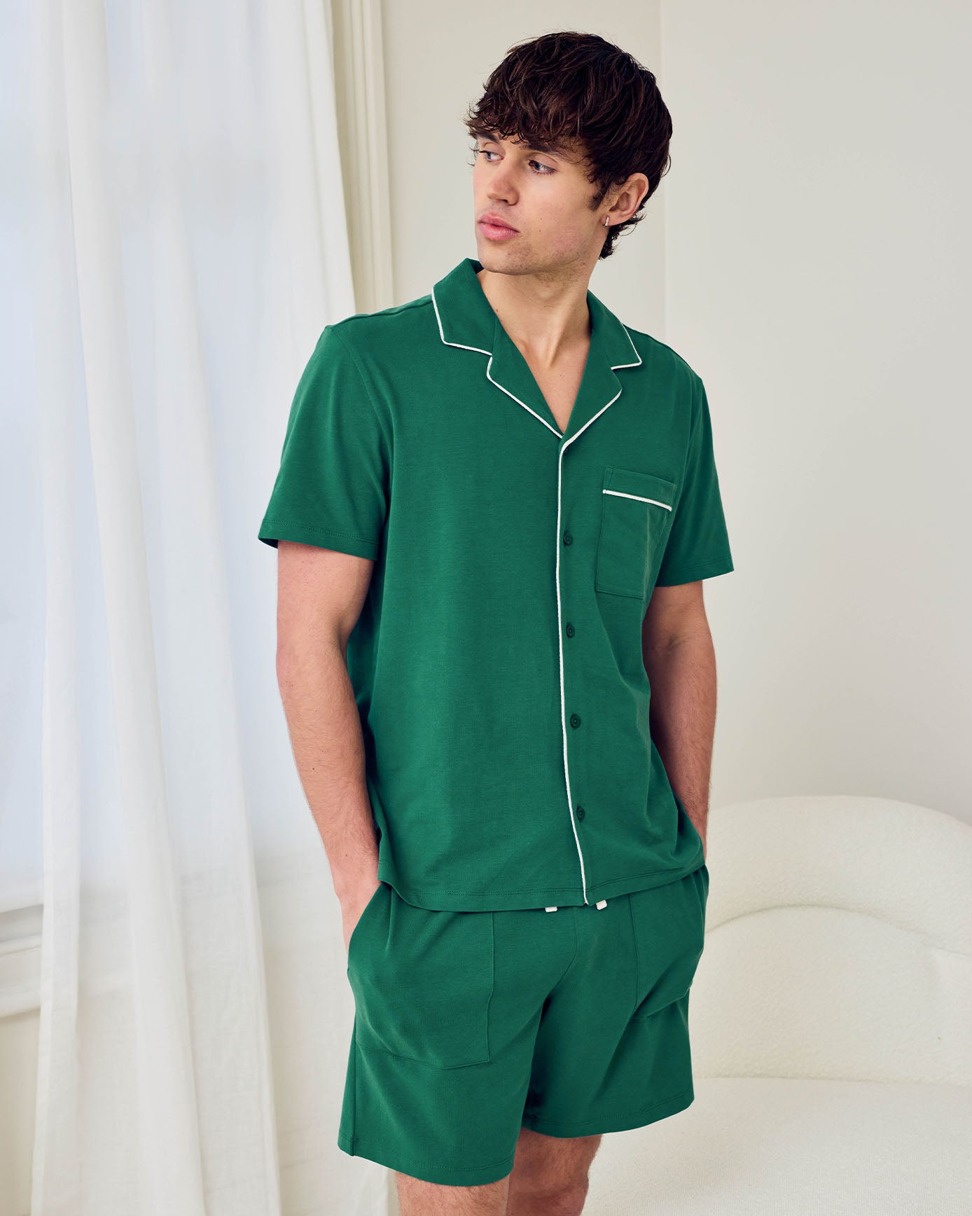 Organic Cotton Embroidered Rest Day Short Pyjama Set