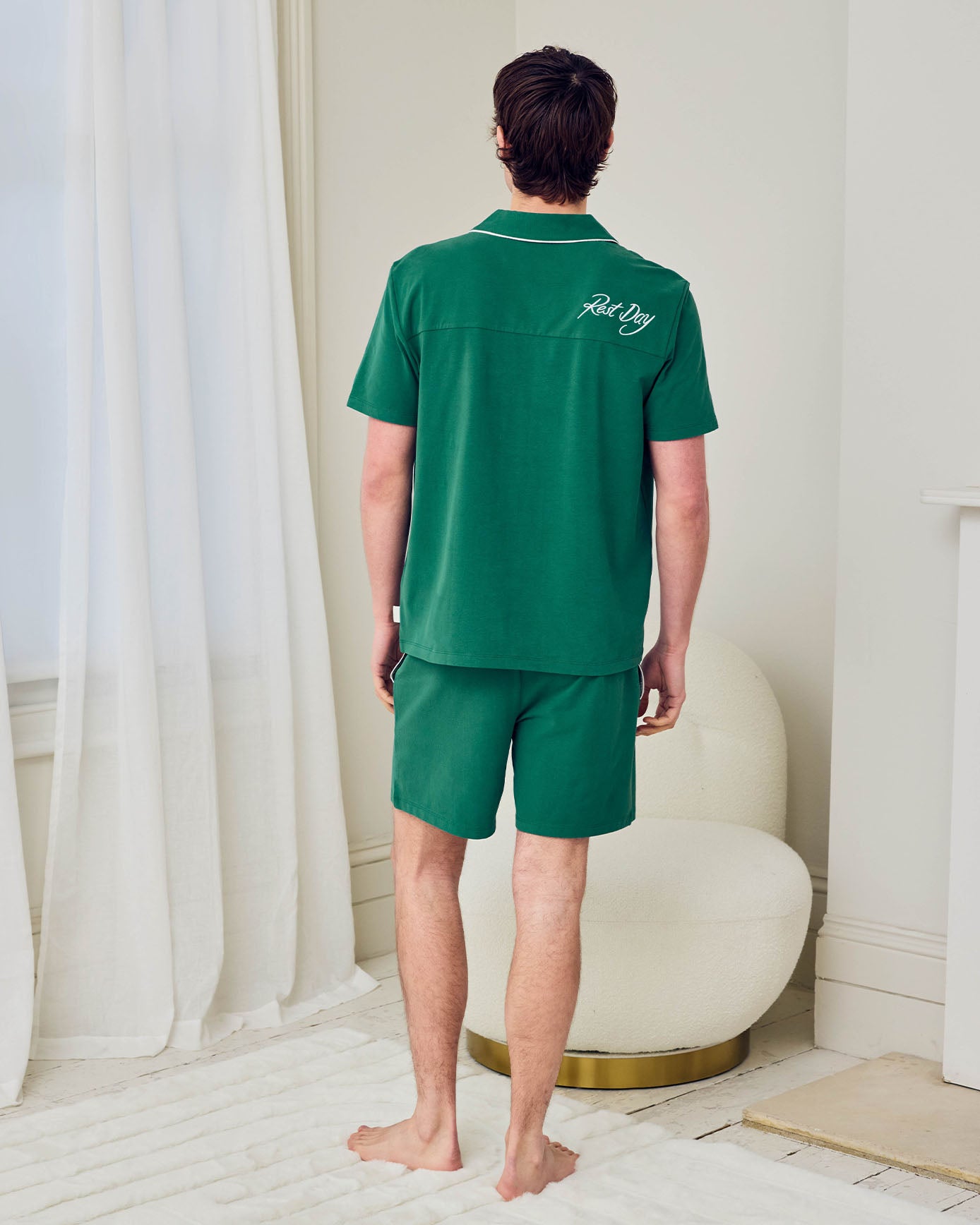 Organic Cotton Embroidered Rest Day Short Pyjama Set
