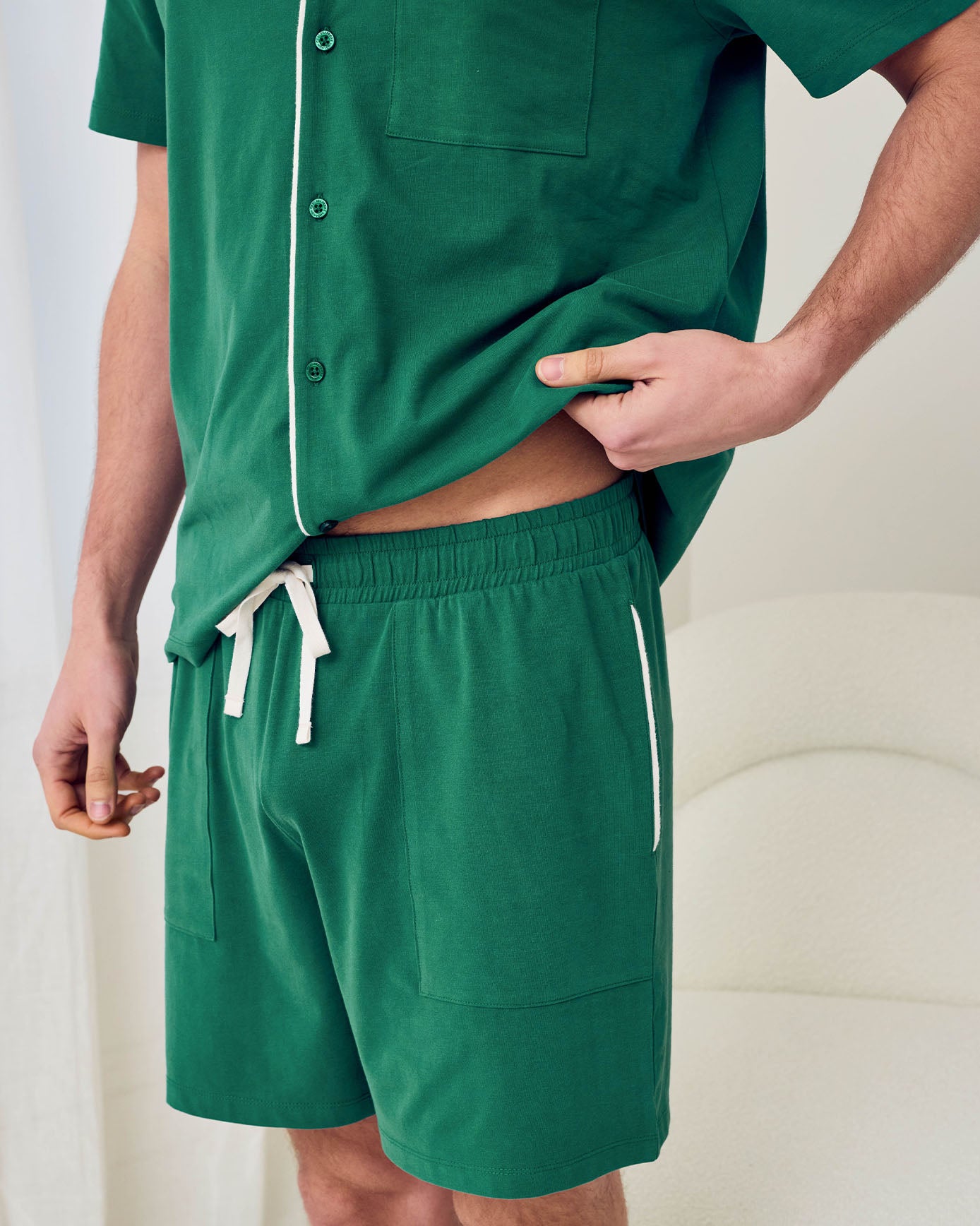 Organic Cotton Embroidered Rest Day Short Pyjama Set