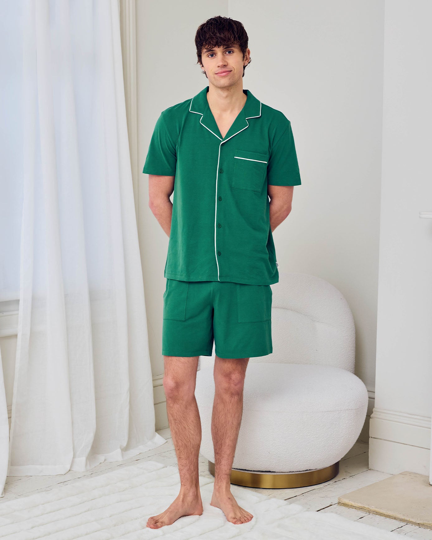 Organic Cotton Embroidered Rest Day Short Pyjama Set