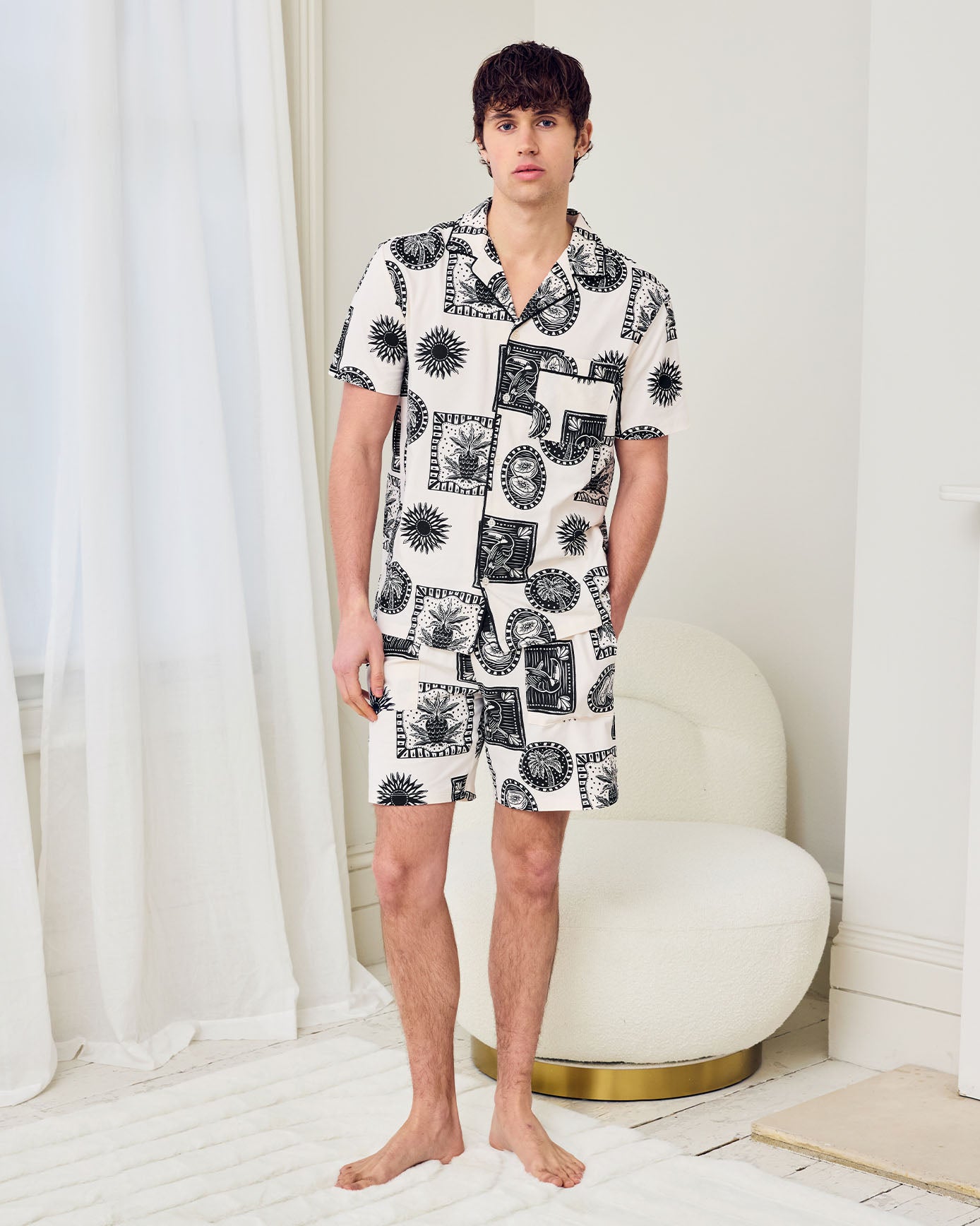 Organic Cotton Stamp & Tile Print Short Pyjama Set
