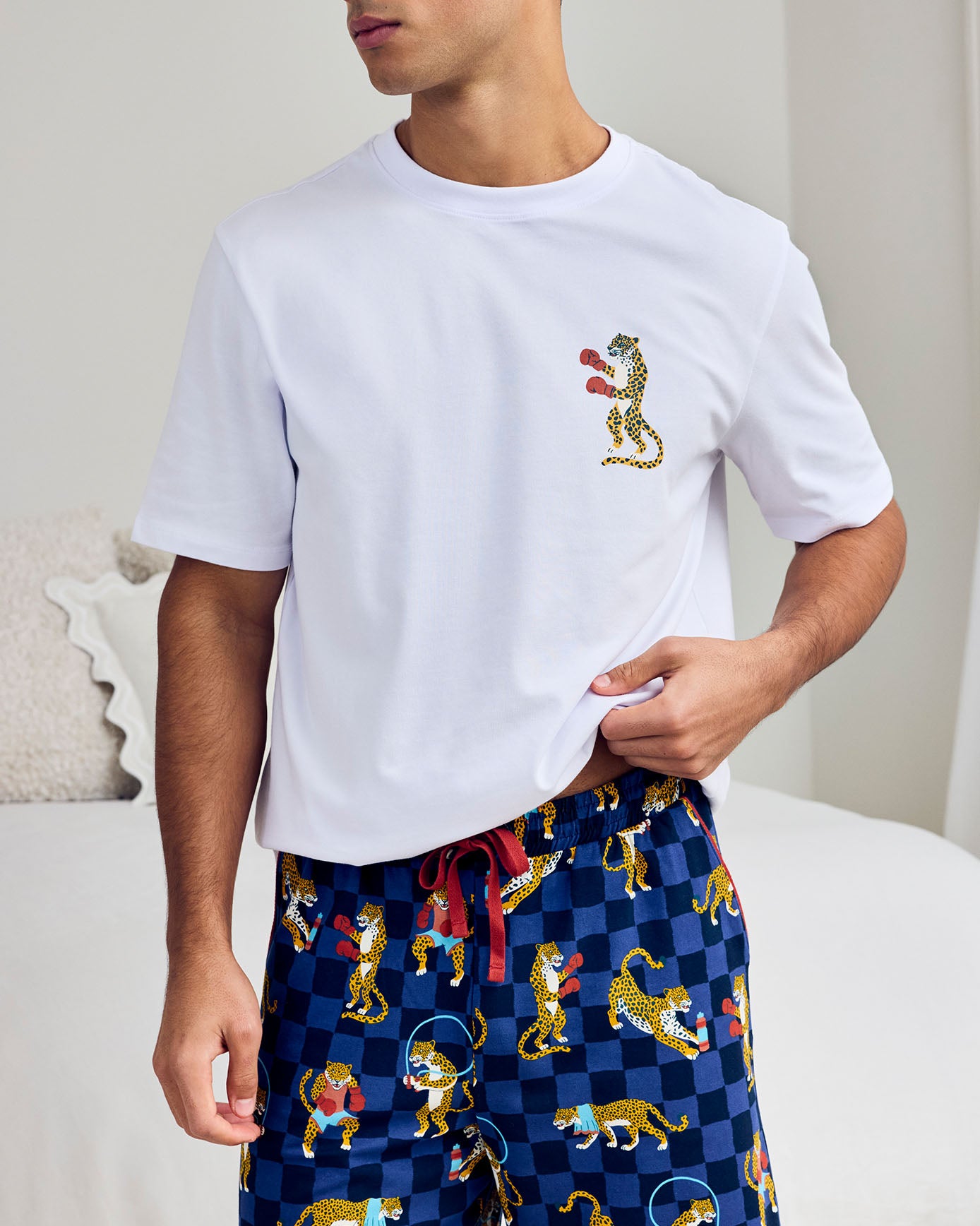 Organic Cotton Boxing Leopards Print Short Pyjama Top