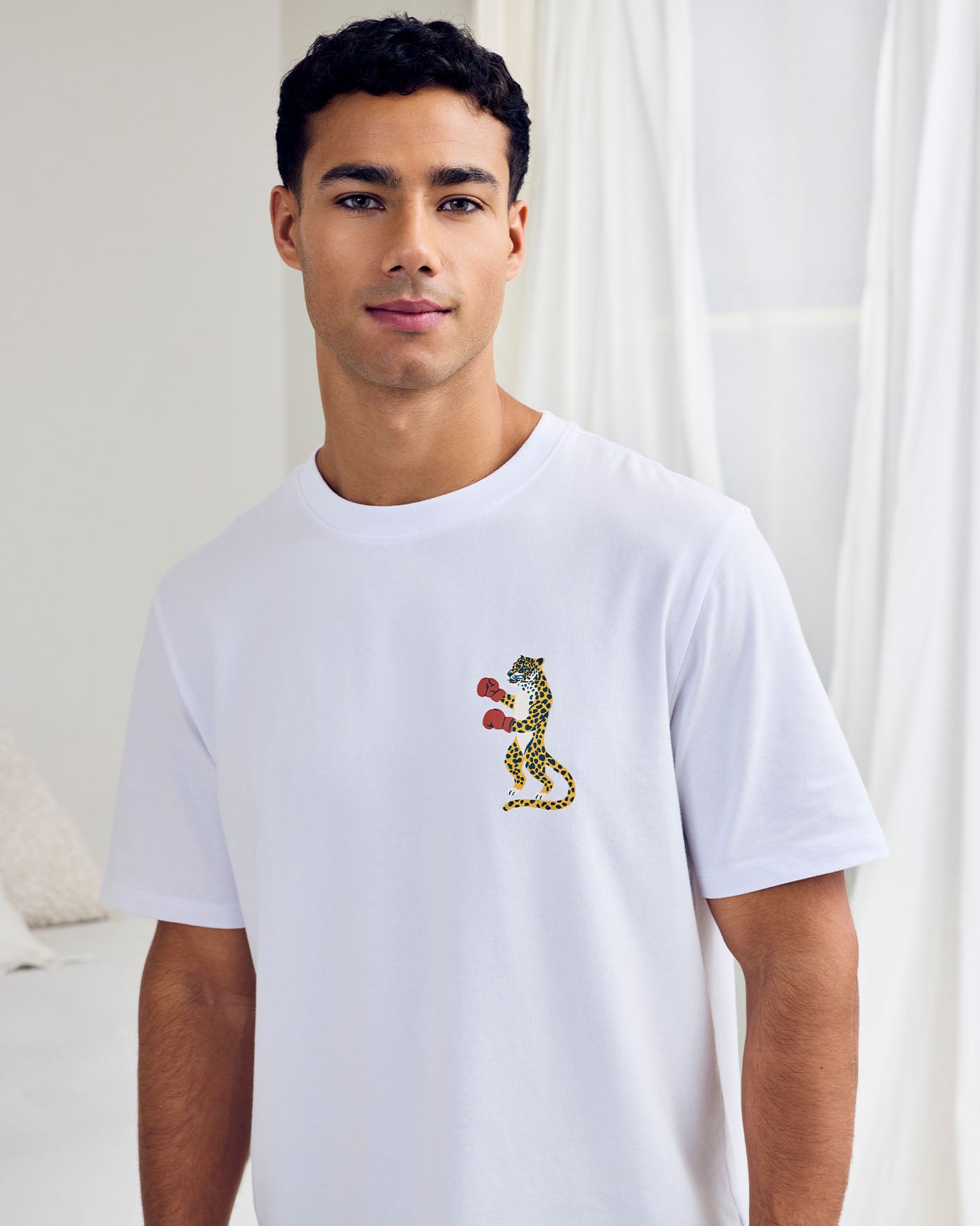 Organic Cotton Boxing Leopards Print Short Pyjama Top